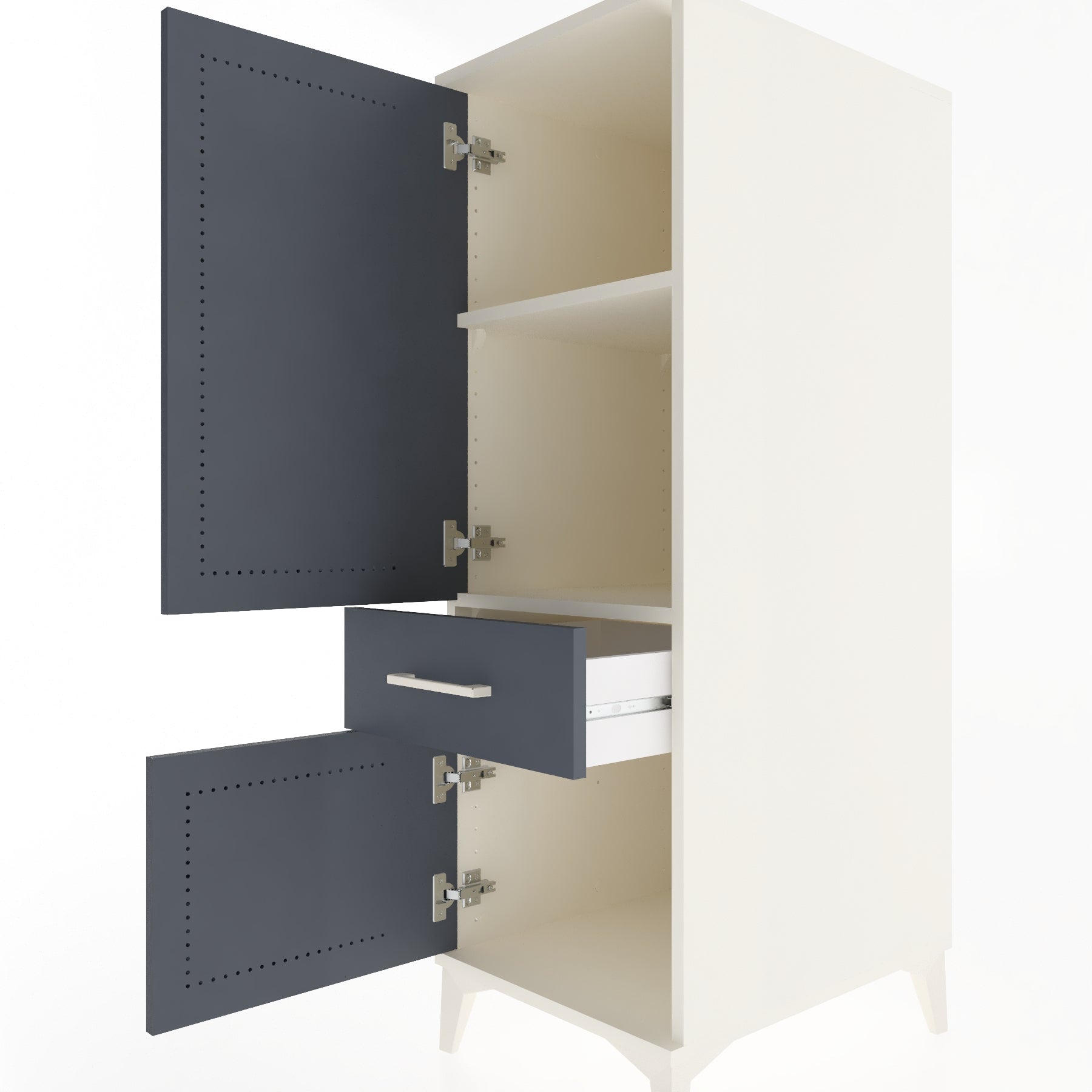 Woodntry Modular Cabinet Moonstone 44x59x122 cm with Doors and Drawers KC44-1