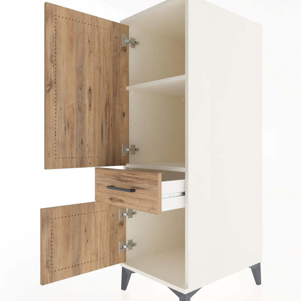 Woodntry Modular Cabinet Moonstone 44x30x122 cm with Doors and Drawers KC44-1