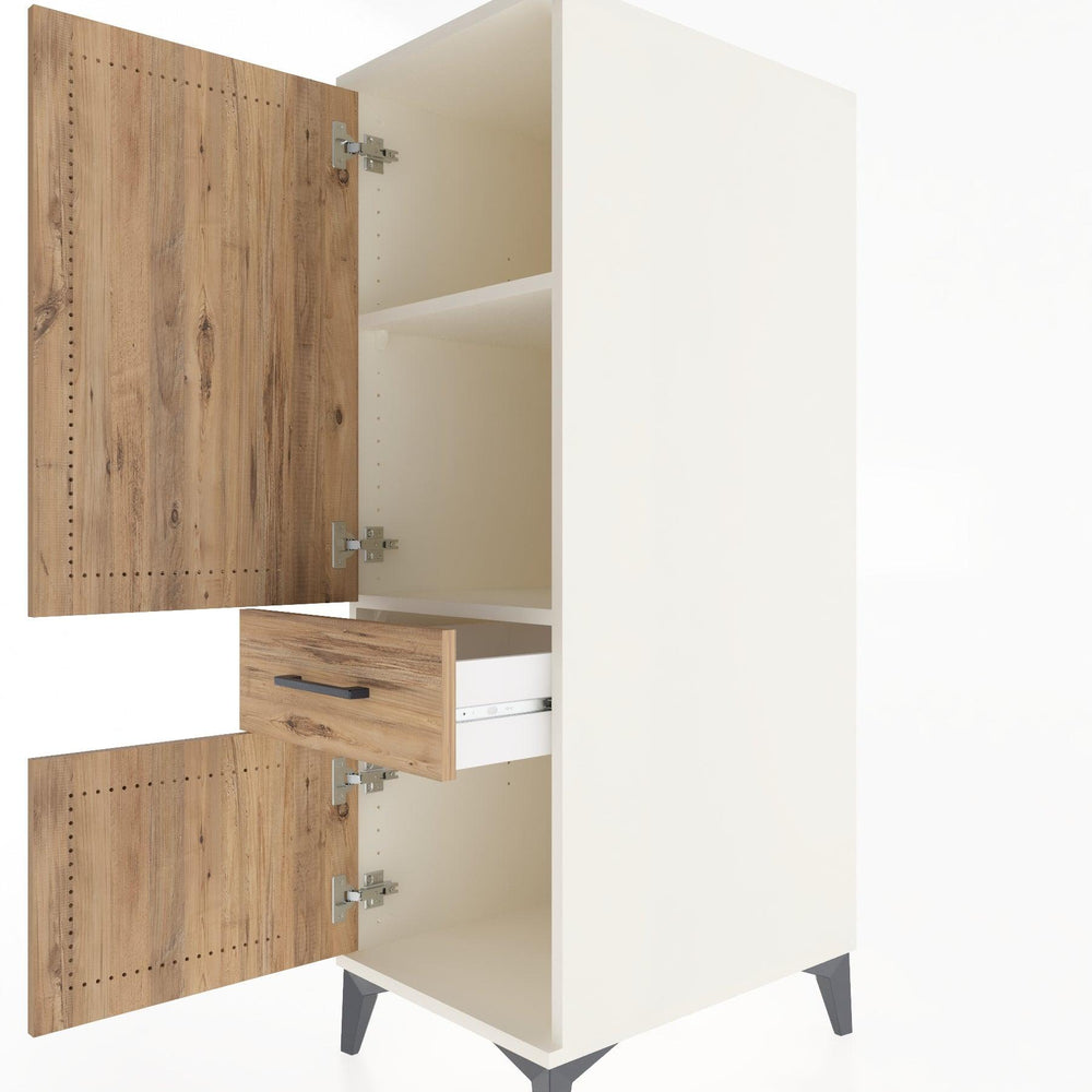 Woodntry Modüler Dolap Aytaşı 44x59x122 cm Kapaklı ve Çekmeceli KC133-1