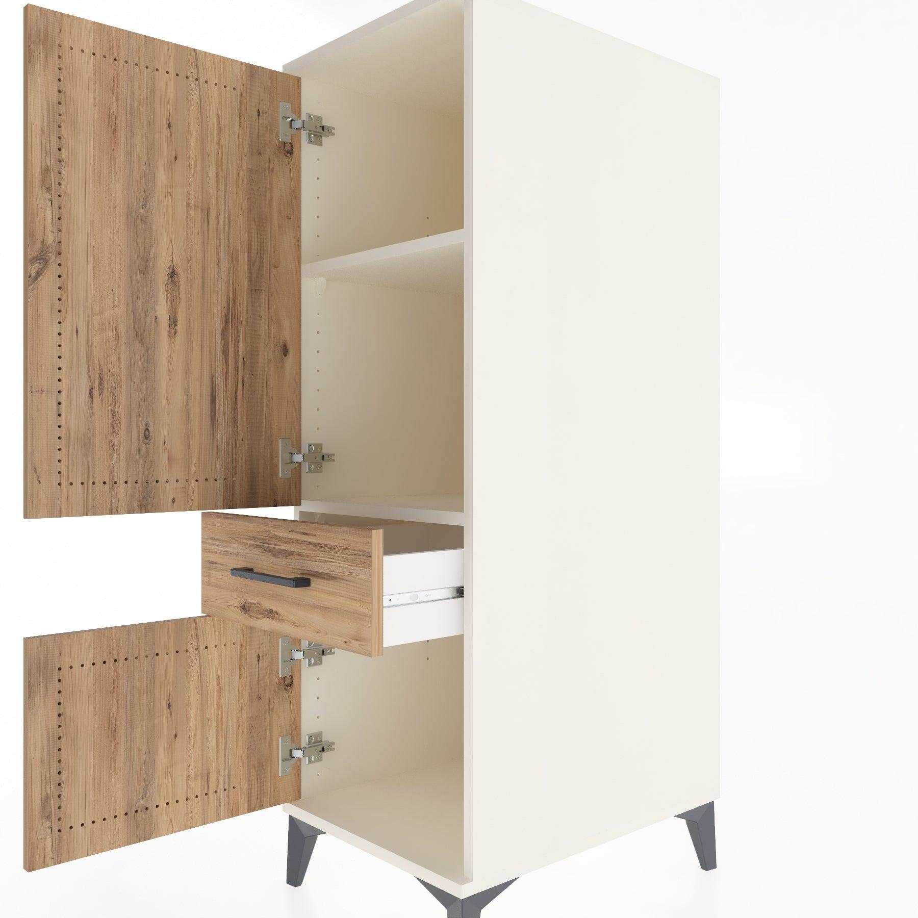 Woodntry Modular Cabinet Moonstone 44x59x122 cm with Doors and Drawers KC133-1