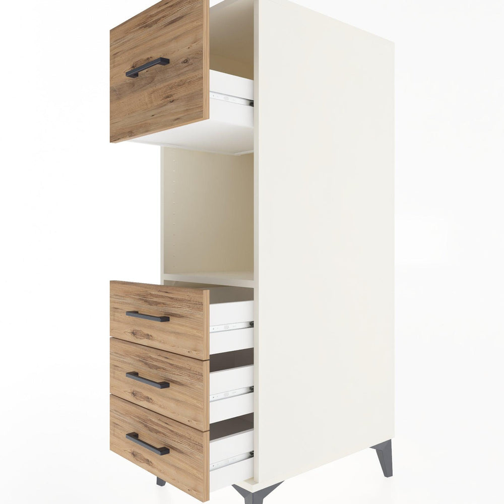 Woodntry Modular Cabinet Moonstone 44x30x122 cm with Drawers and Shelves CR94-1
