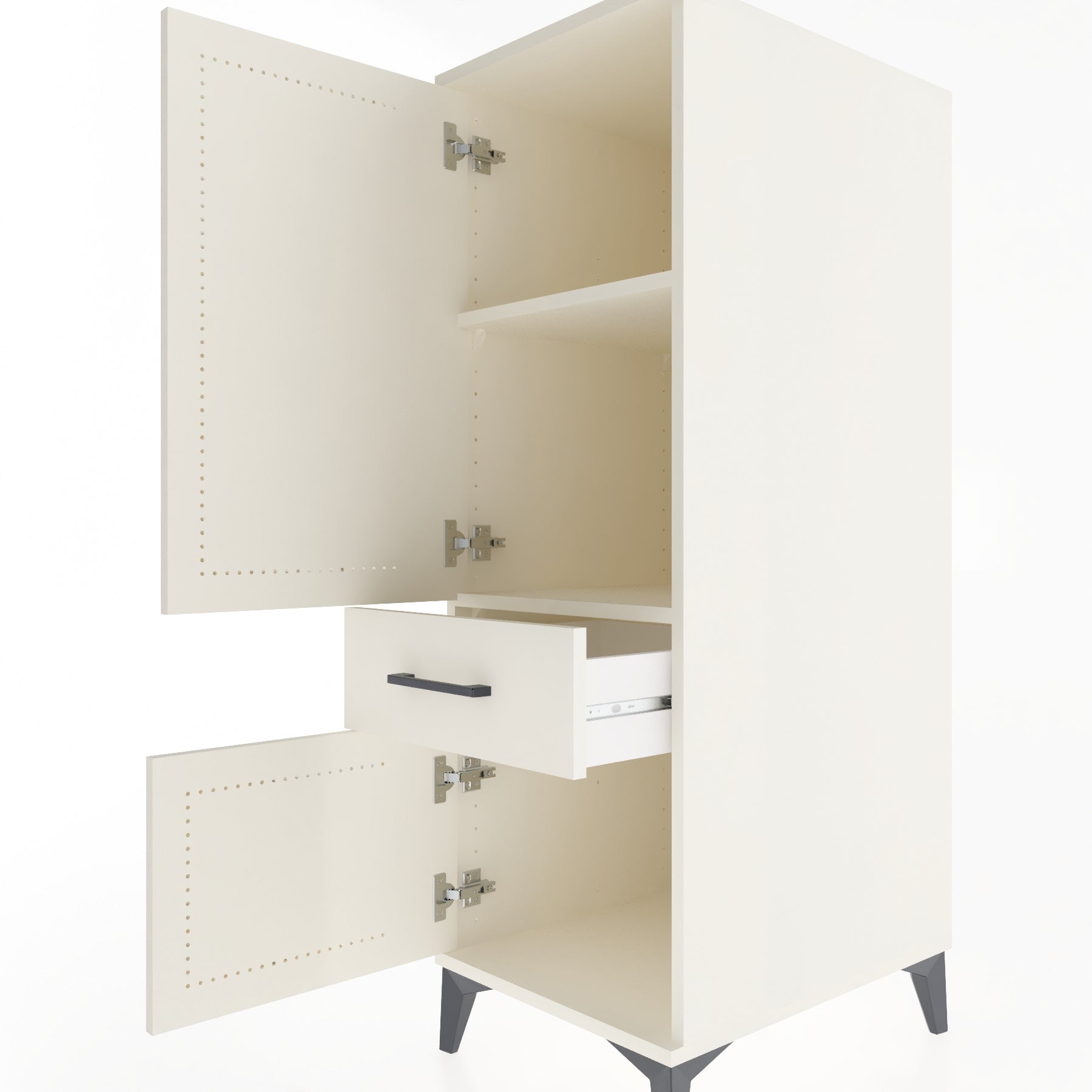 Woodntry Modular Cabinet Moonstone 44x59x122 cm with Doors and Drawers KC44-1