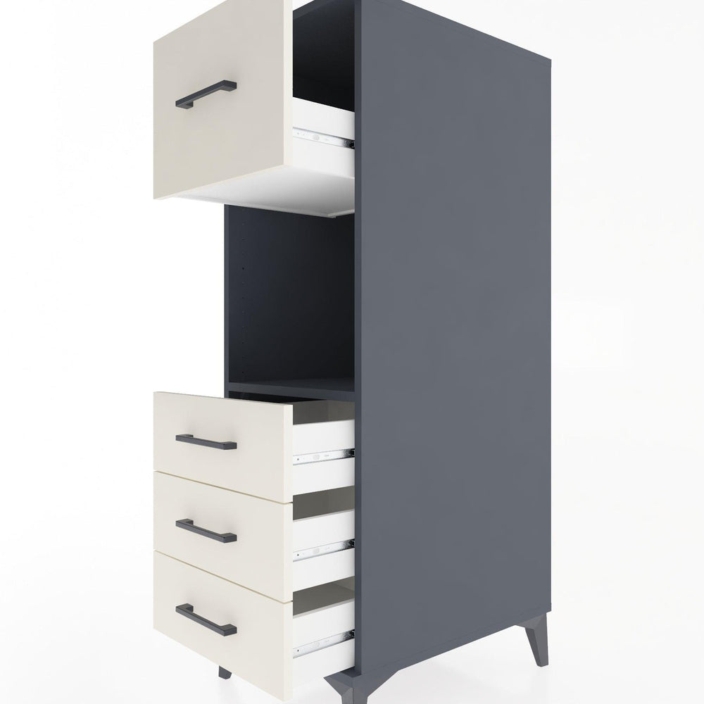 Woodntry Modular Cabinet Anthracite 44x30x122 cm with Drawers and Shelves CR94-2