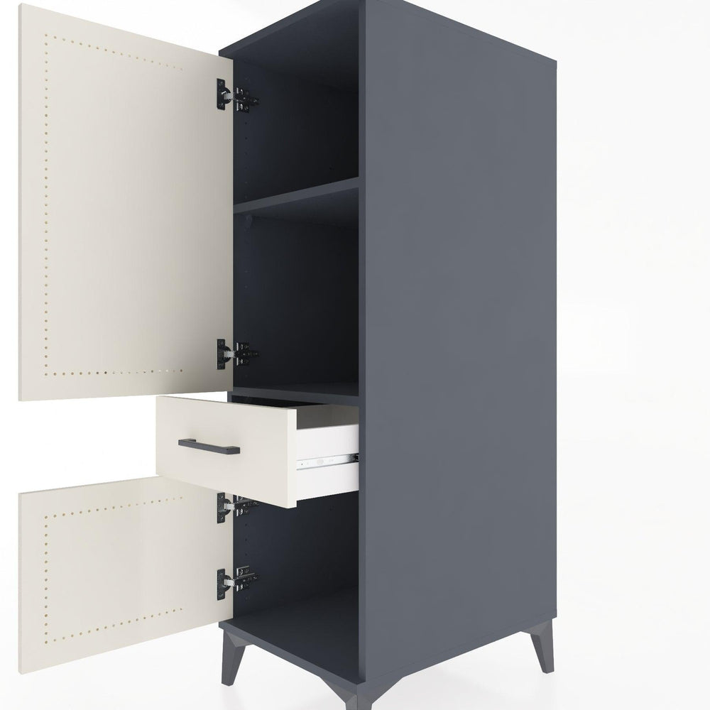 Woodntry Modüler Dolap Antrasit 44x30x122 cm Kapaklı ve Çekmeceli KC133-2