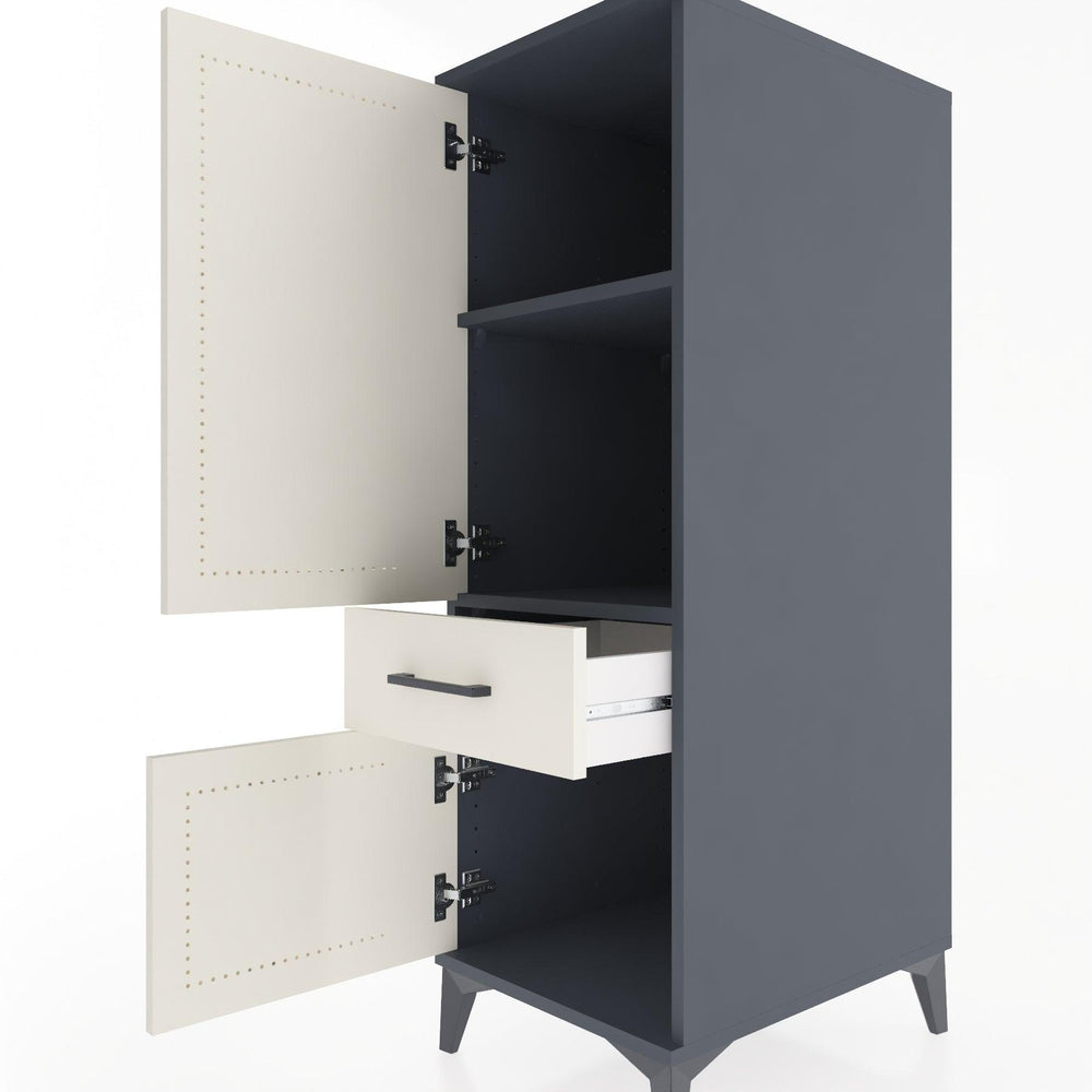 Woodntry Modüler Dolap Antrasit 44x30x122 cm Kapaklı ve Çekmeceli KC44-2