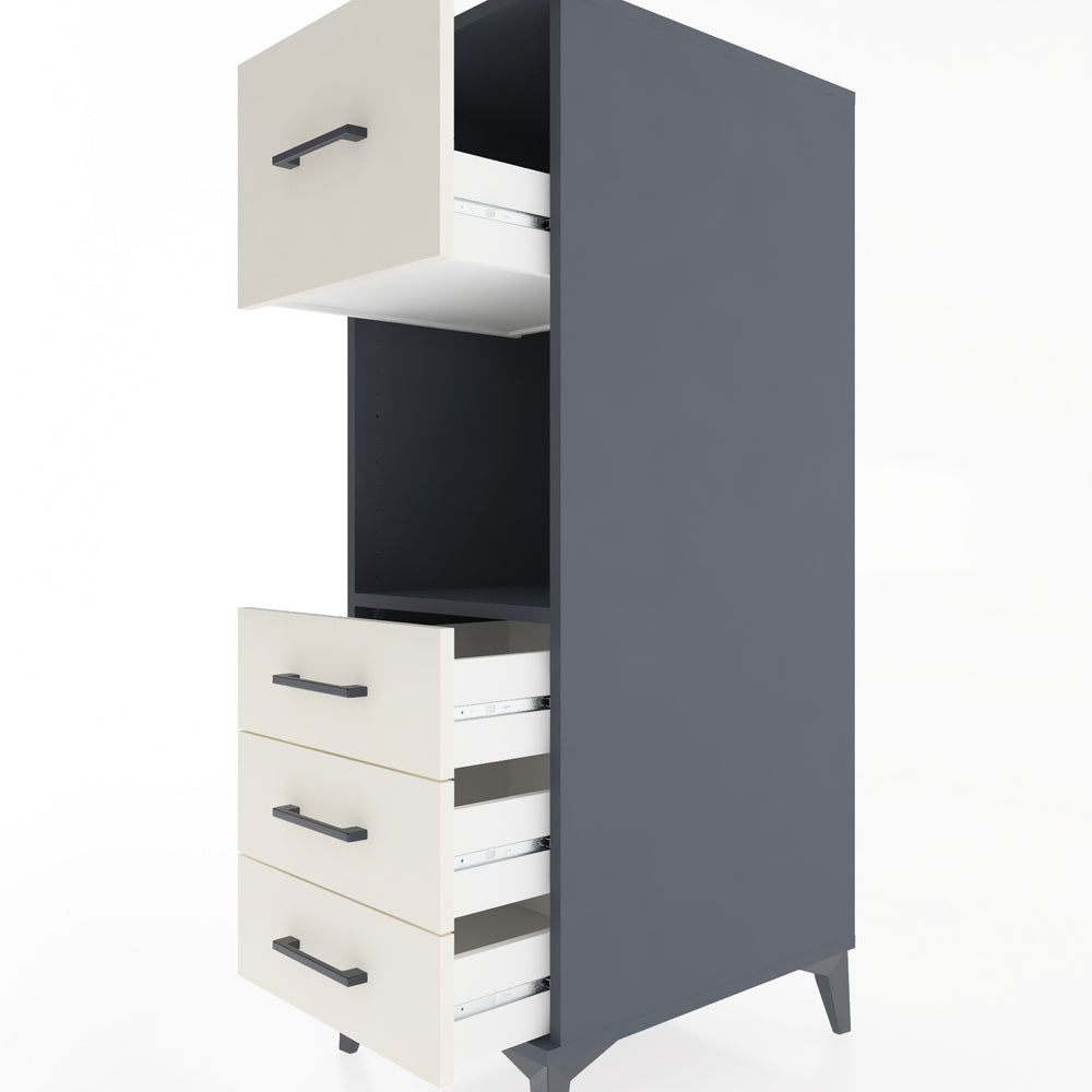 Woodntry Modular Cabinet Anthracite 44x59x122 cm with Drawers and Shelves CR94-2