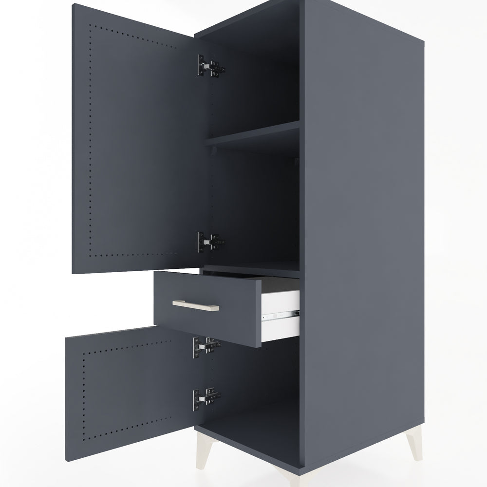 Woodntry Modüler Dolap Antrasit 44x59x122 cm Kapaklı ve Çekmeceli KC44-2