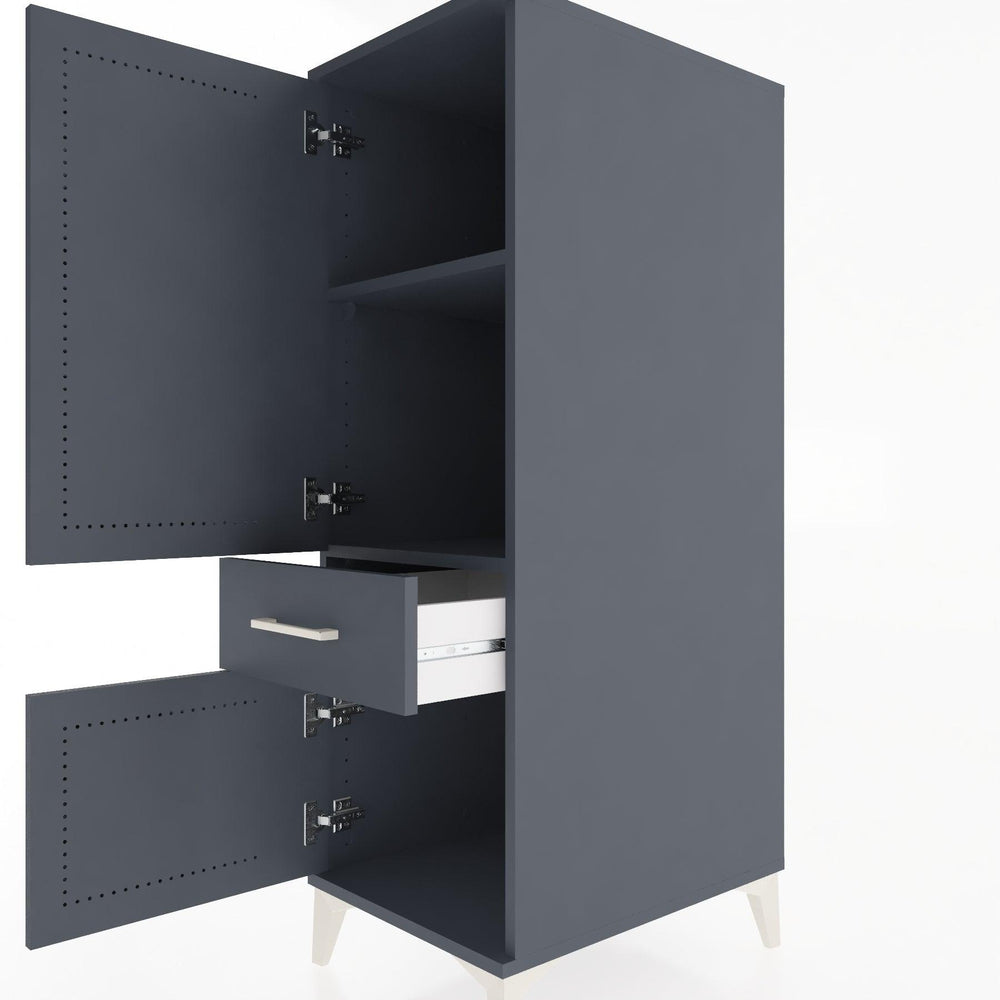 Woodntry Modüler Dolap Antrasit 44x30x122 cm Kapaklı ve Çekmeceli KC133-2