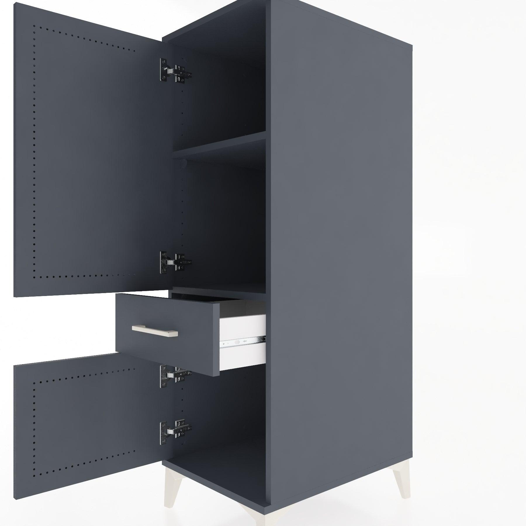 Woodntry Modular Cabinet Anthracite 44x59x122 cm with Doors and Drawers KC133-2