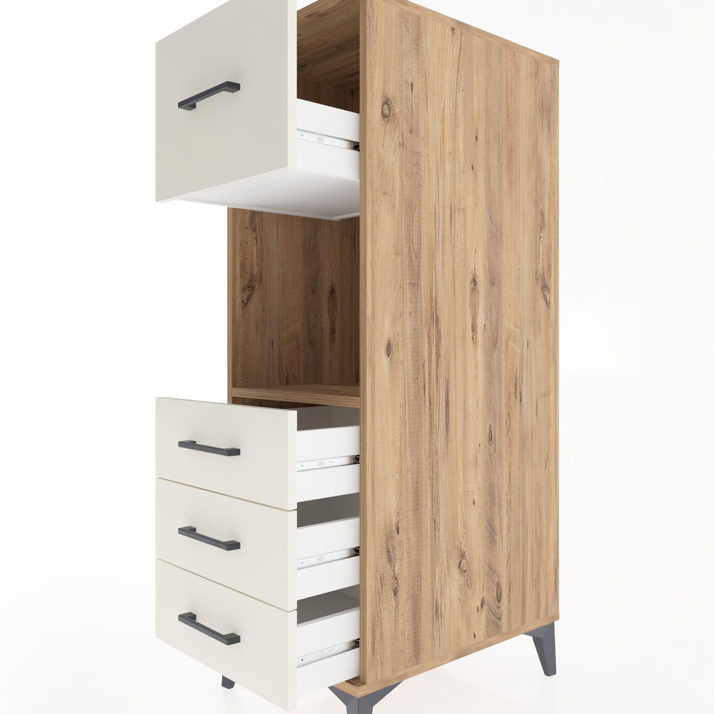 Woodntry Modüler Dolap Çam 44x30x122 cm Çekmeceli ve Raflı CR94-3