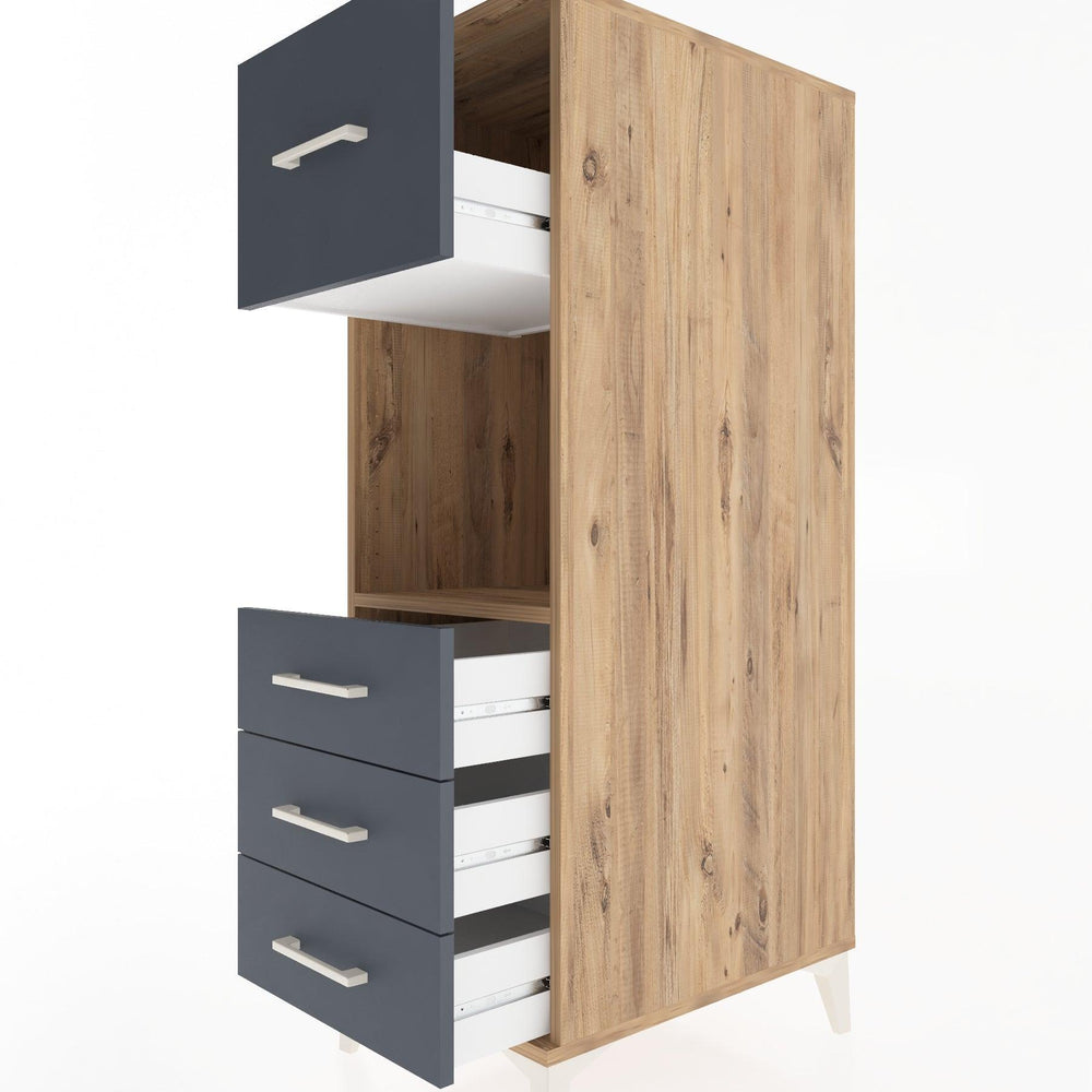 Woodntry Modüler Dolap Çam 44x30x122 cm Çekmeceli ve Raflı CR94-3