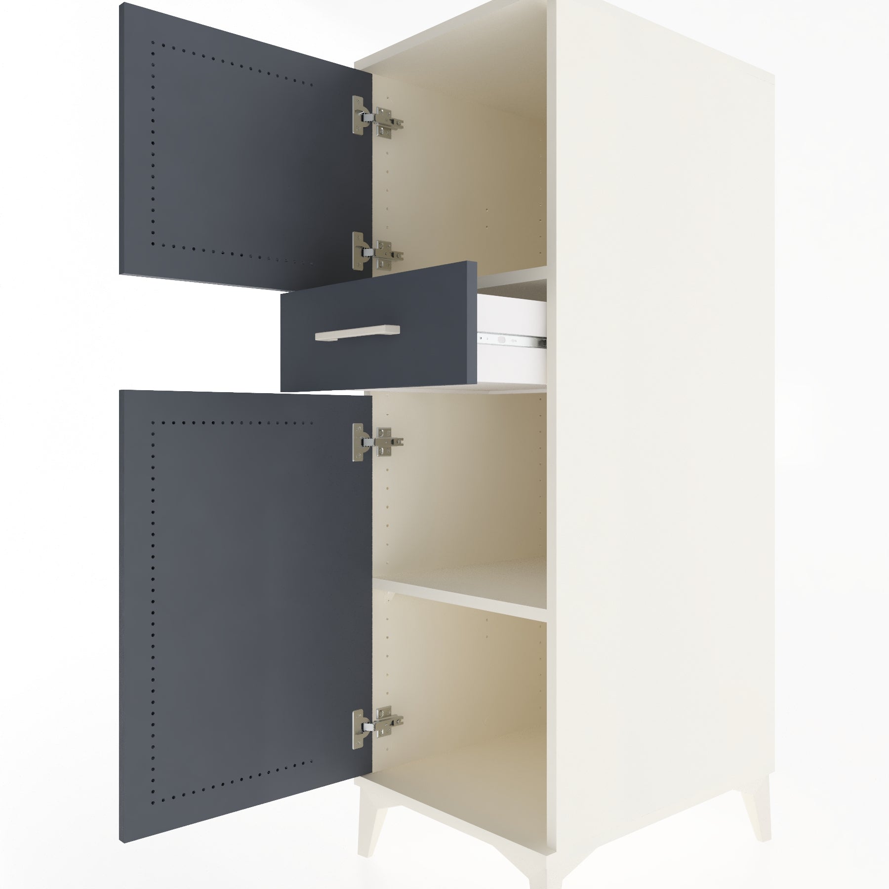 Woodntry Modular Cabinet Moonstone 44x59x122 cm with Doors and Drawers KC45-1