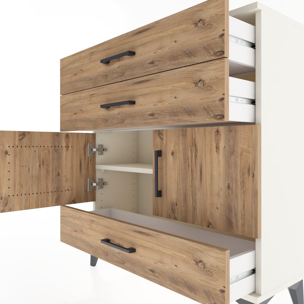 Woodntry Modüler Şifonyer Aytaşı 88x30x84 cm Kapaklı ve Çekmeceli KC45-1