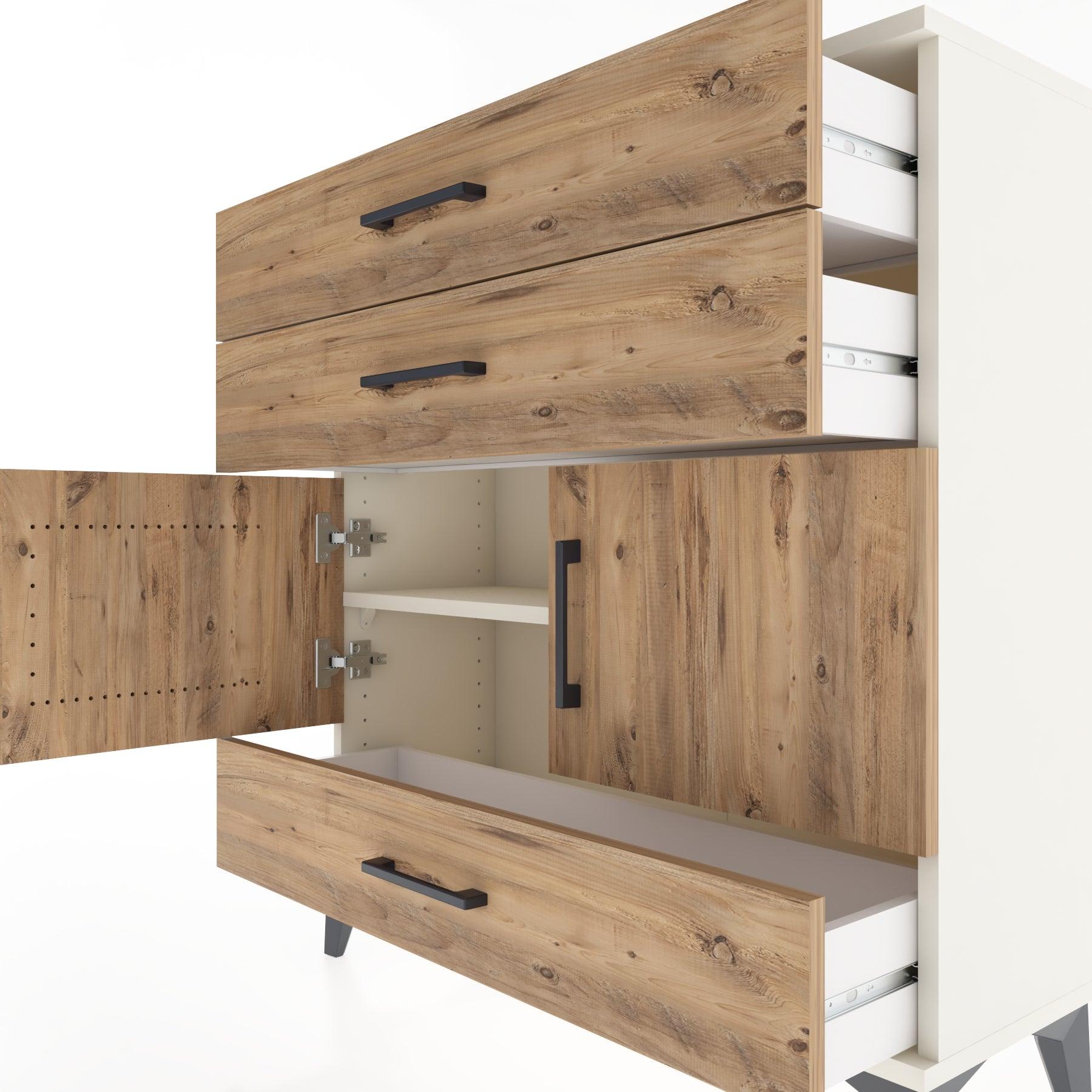 Woodntry Modular Dresser Moonstone 88x30x84 cm with Cover and Drawer KC45-1