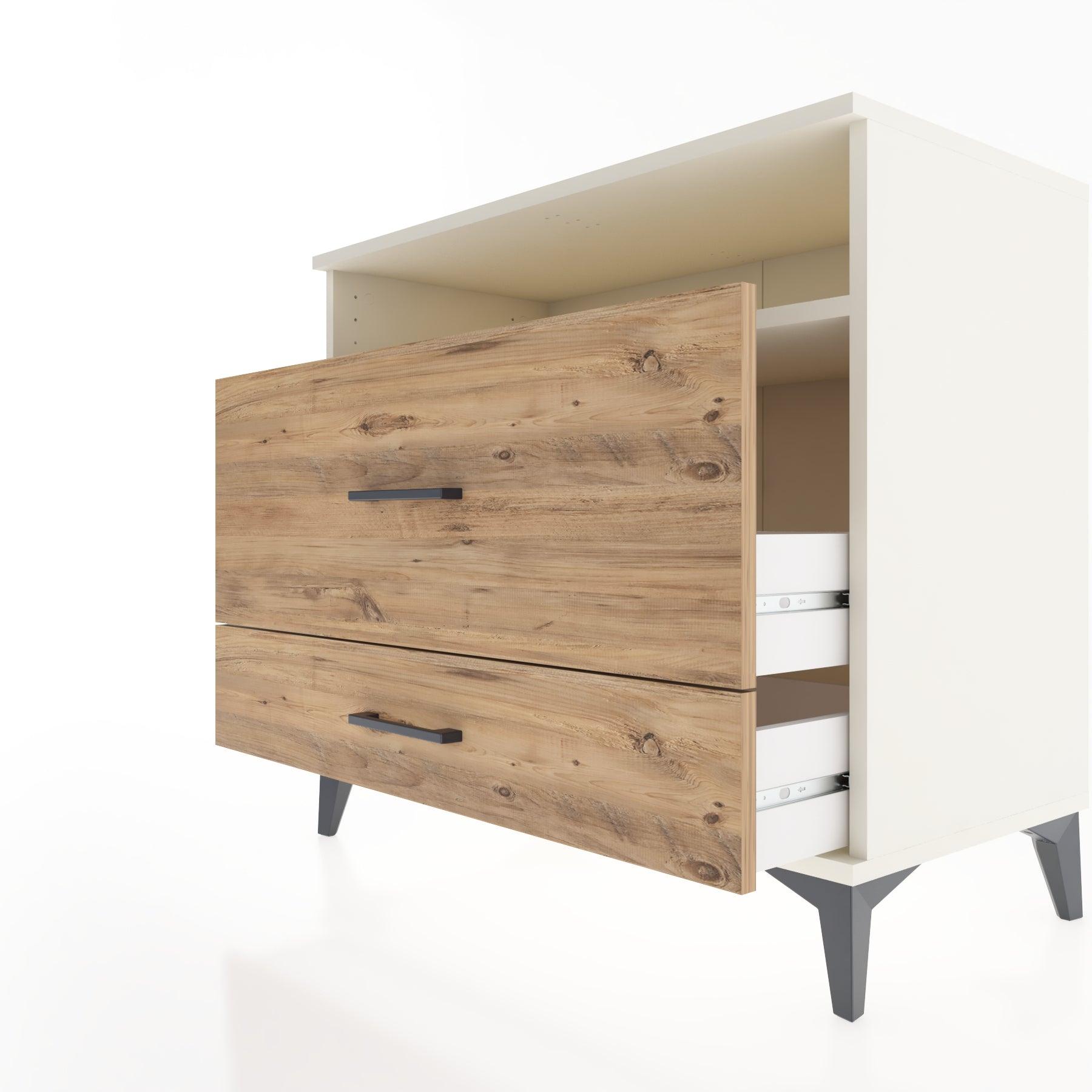 Woodntry Modüler Şifonyer Aytaşı 88x44x68 cm Çekmeceli ve Raflı CR45-1