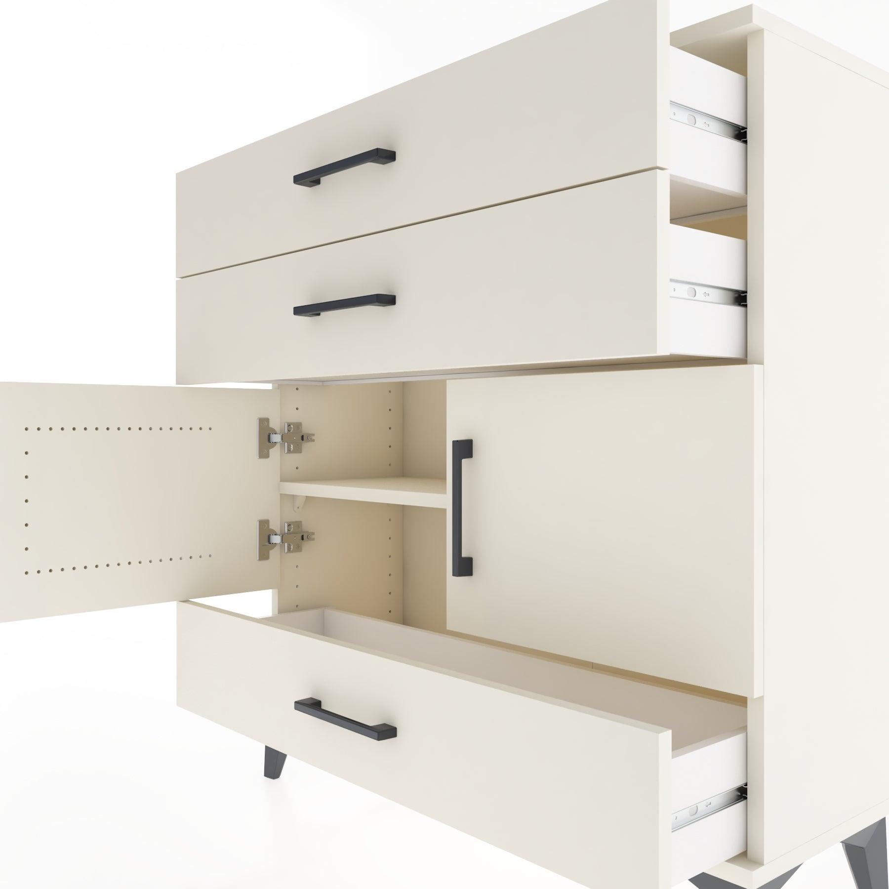 Woodntry Modular Dresser Moonstone 88x30x84 cm with Cover and Drawer KC45-1