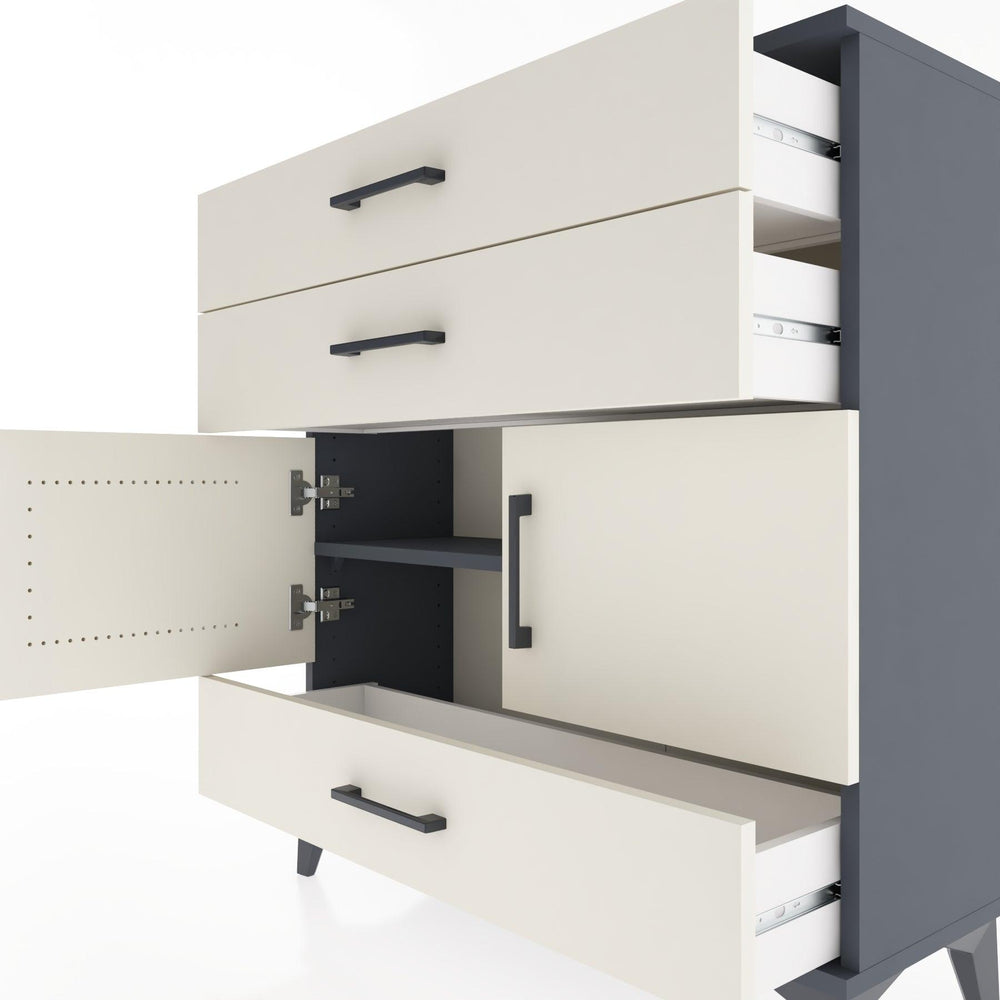 Woodntry Modular Dresser Anthracite 88x30x84 cm with Cover and Drawer KC45-2