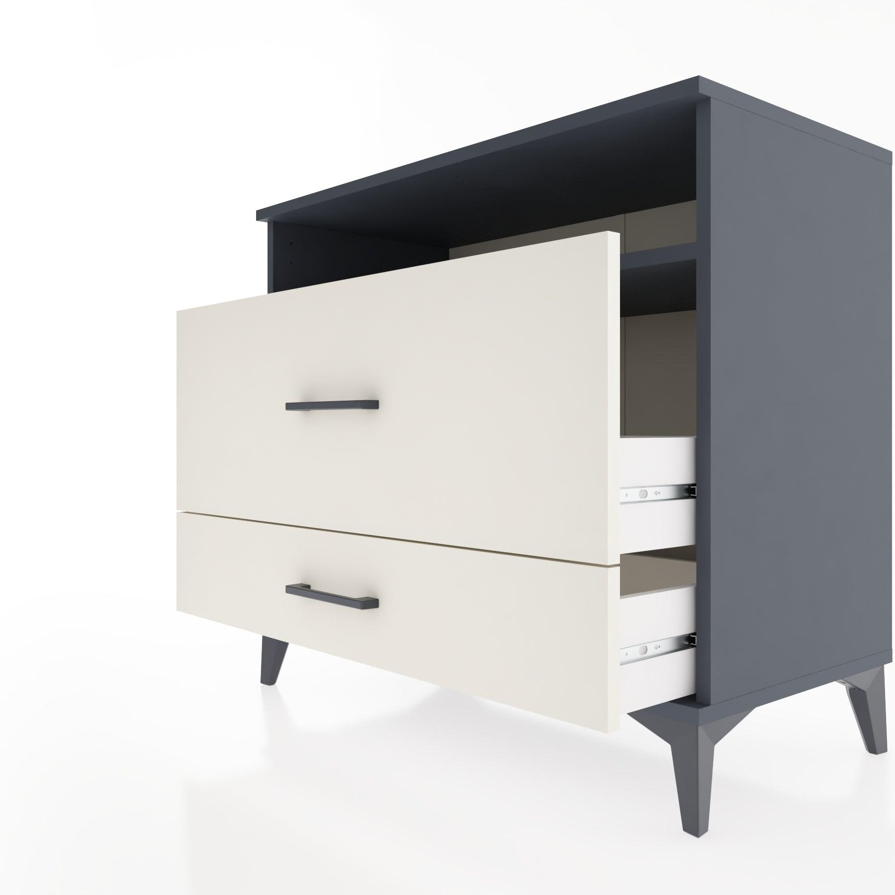 Woodntry Modüler Şifonyer Antrasit 88x44x68 cm Çekmeceli ve Raflı CR45-2