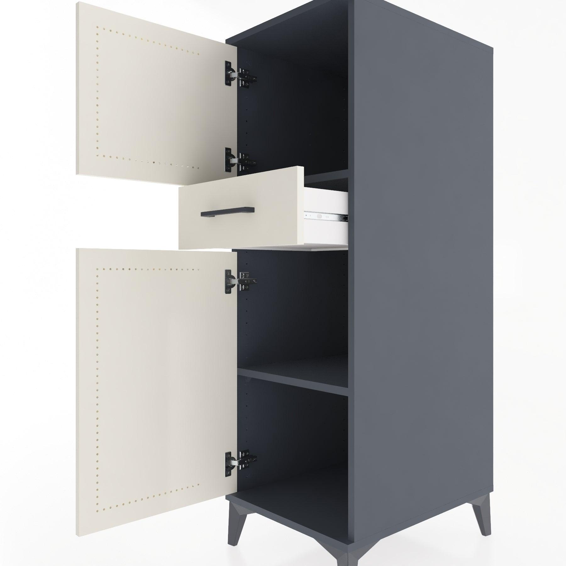 Woodntry Modular Cabinet Anthracite 44x30x122 cm with Doors and Drawers KC45-2