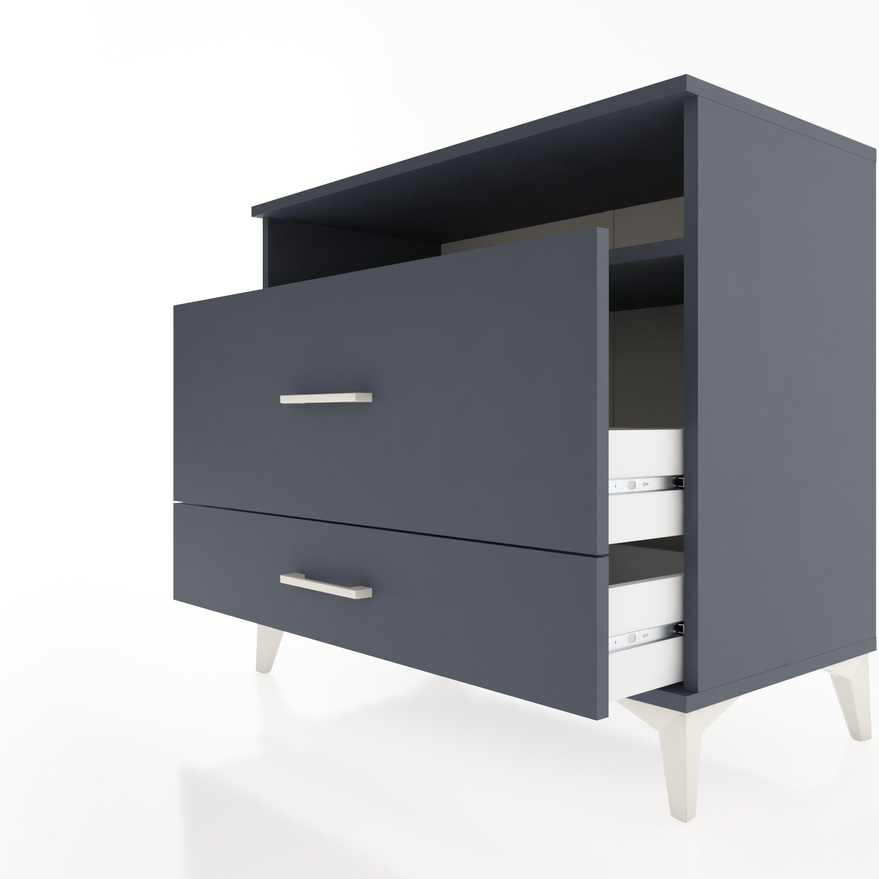 Woodntry Modüler Şifonyer Antrasit 88x44x68 cm Çekmeceli ve Raflı CR45-2