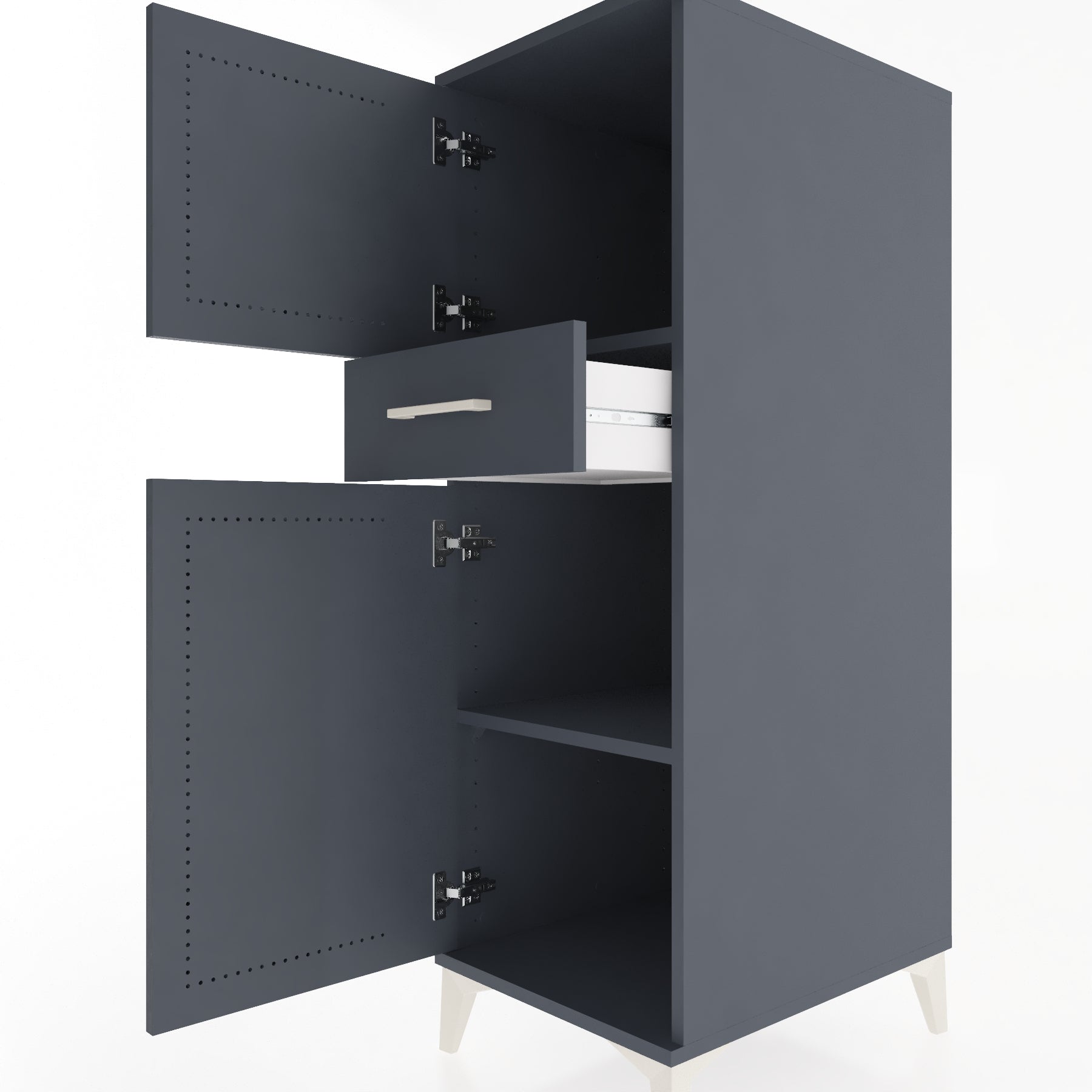 Woodntry Modular Cabinet Anthracite 44x59x122 cm with Doors and Drawers KC45-2