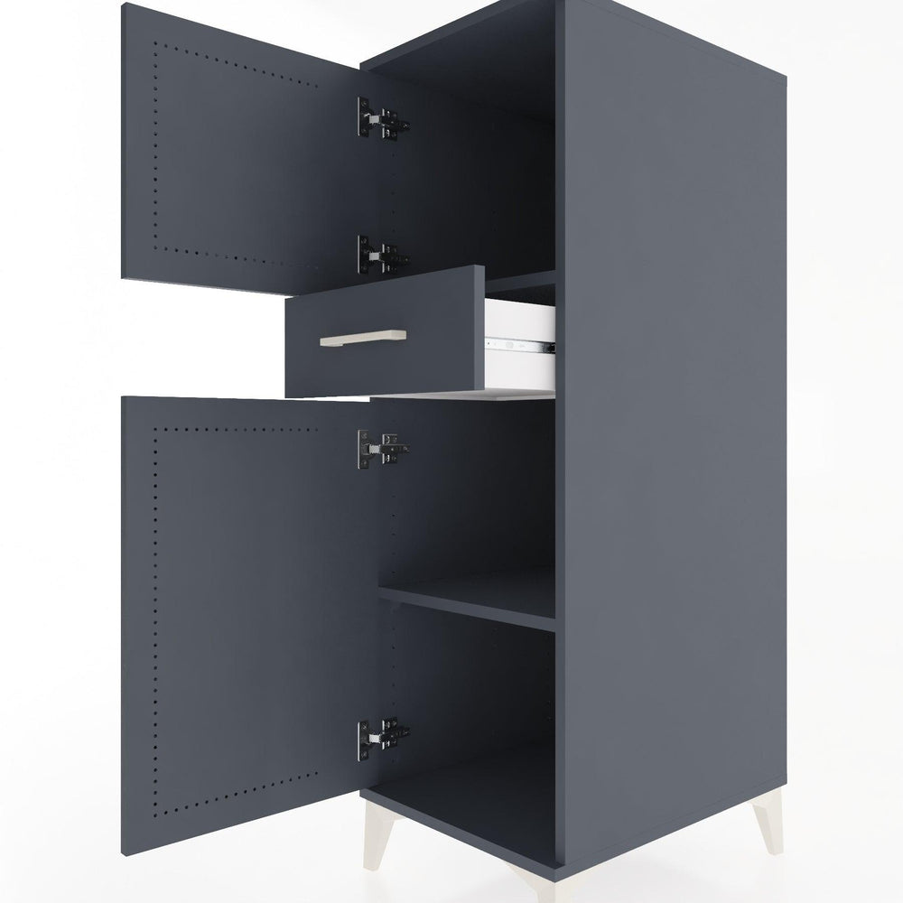 Woodntry Modüler Dolap Antrasit 44x30x122 cm Kapaklı ve Çekmeceli KC45-2