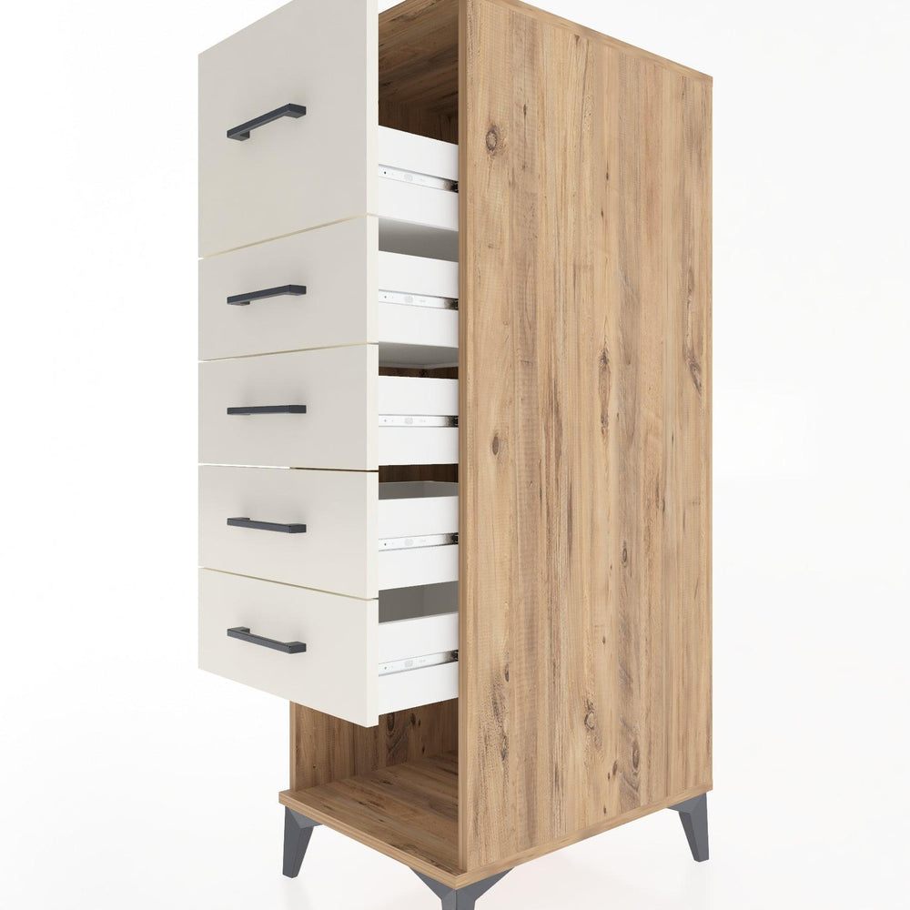 Woodntry Modüler Dolap Çam 44x30x122 cm Çekmeceli ve Raflı CR95-3