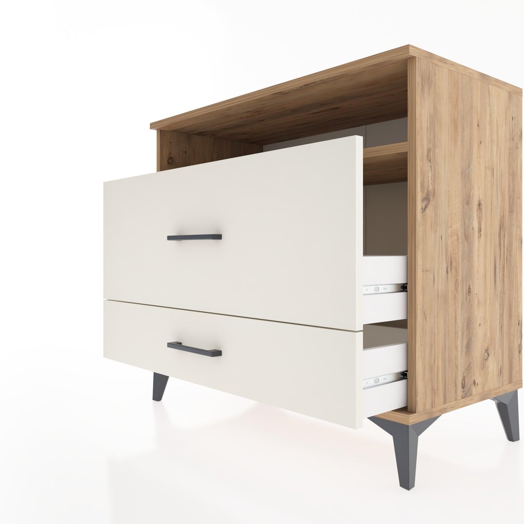Woodntry Modüler Şifonyer Çam 88x44x68 cm Çekmeceli ve Raflı CR45-3