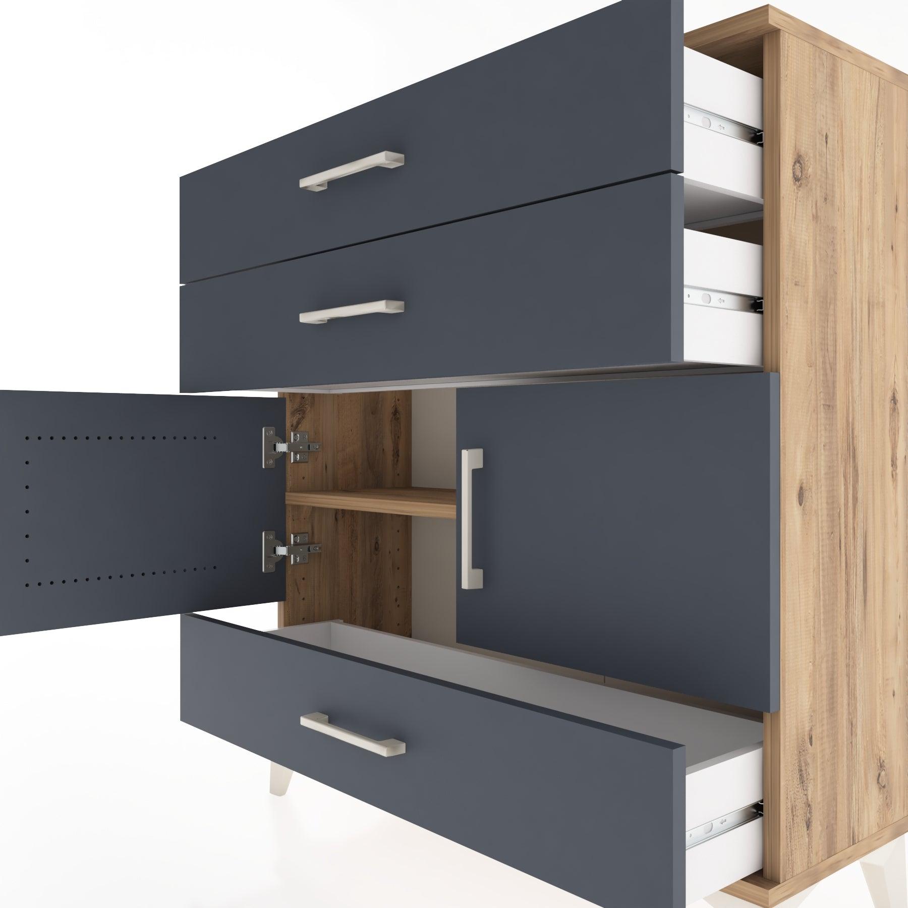 Woodntry Modular Dresser Pine 88x30x84 cm with Cover and Drawer KC45-3