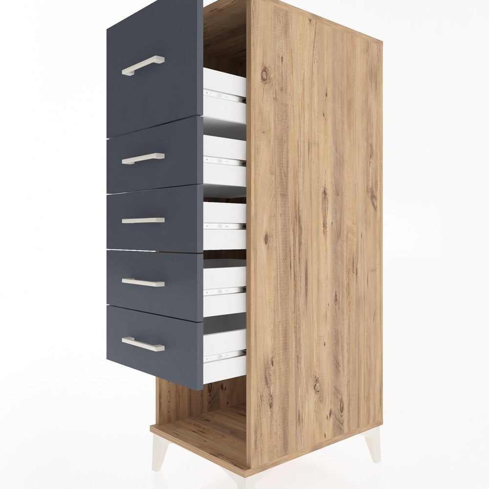 Woodntry Modüler Dolap Çam 44x30x122 cm Çekmeceli ve Raflı CR95-3