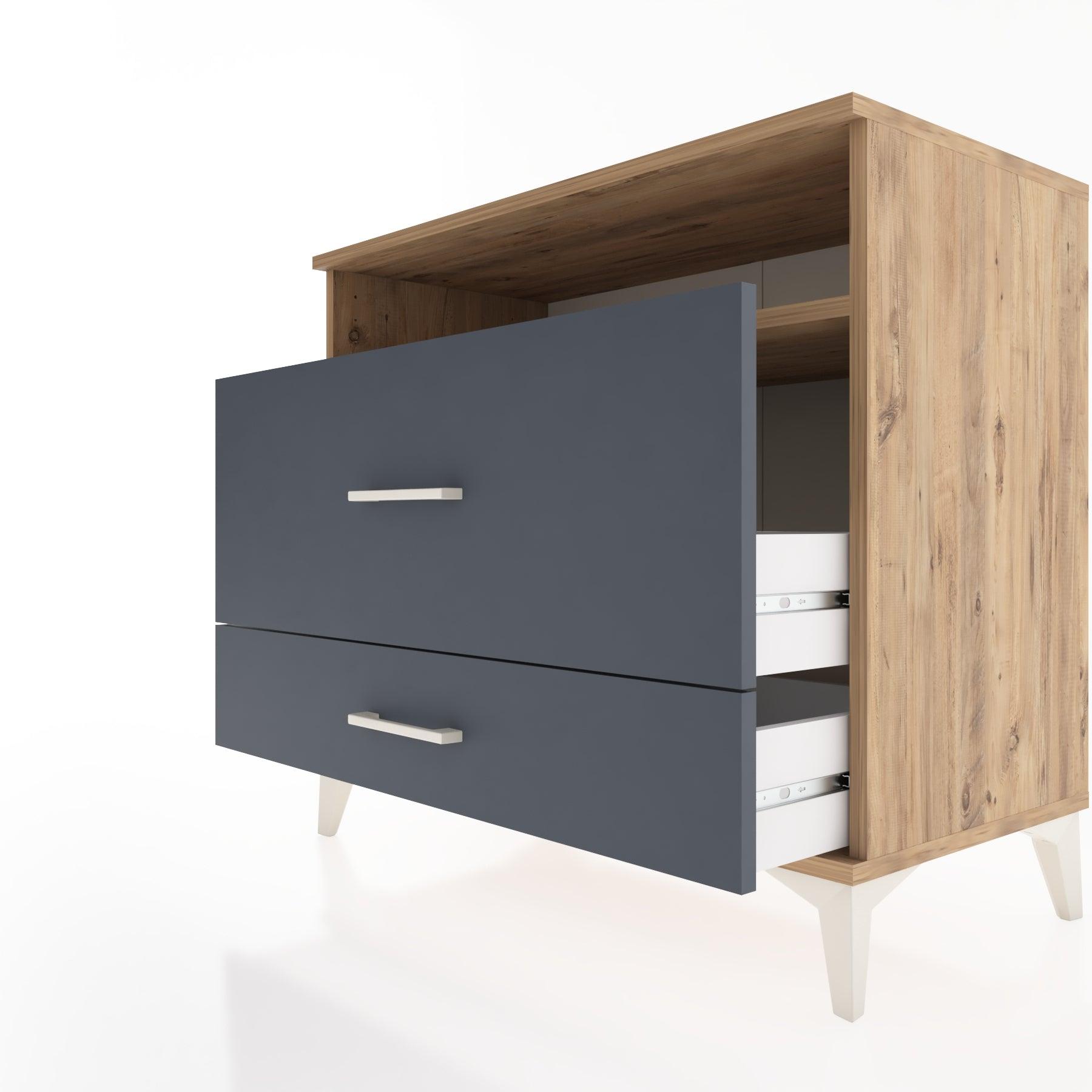 Woodntry Modüler Şifonyer Çam 88x44x68 cm Çekmeceli ve Raflı CR45-3