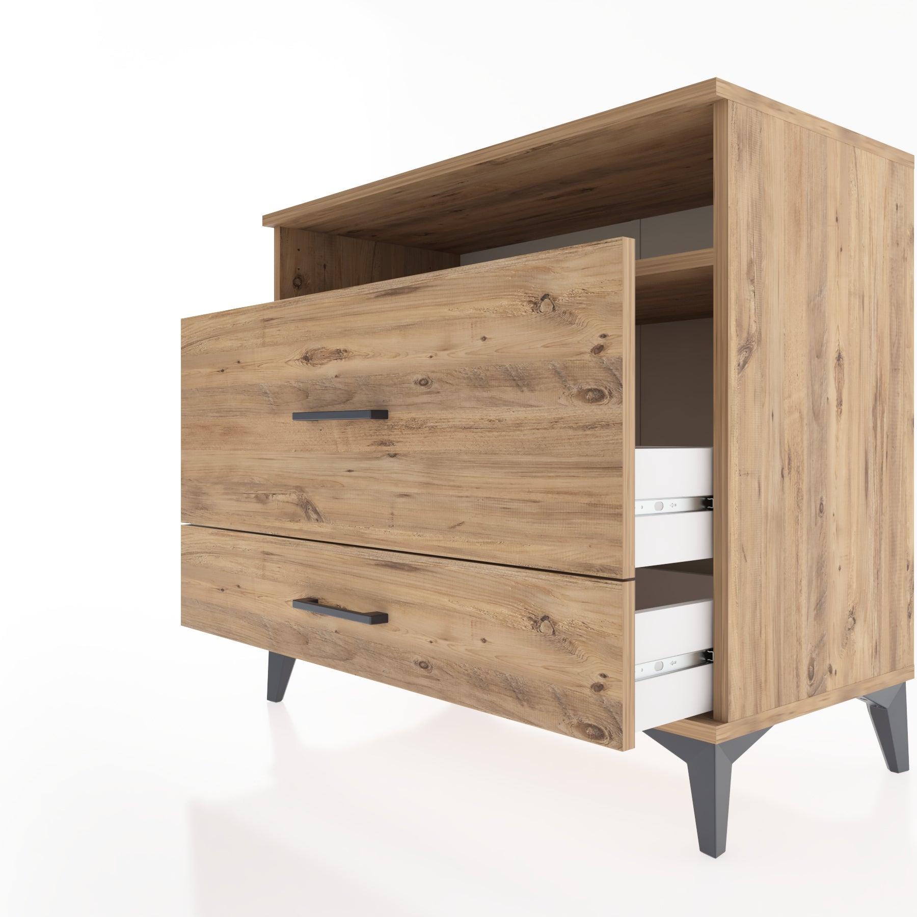 Woodntry Modüler Şifonyer Çam 88x44x68 cm Çekmeceli ve Raflı CR45-3