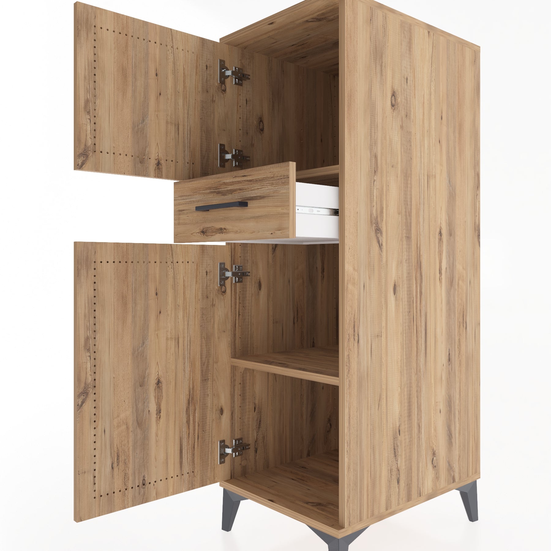 Woodntry Modular Cabinet Pine 44x59x122 cm with Doors and Drawers KC45-3