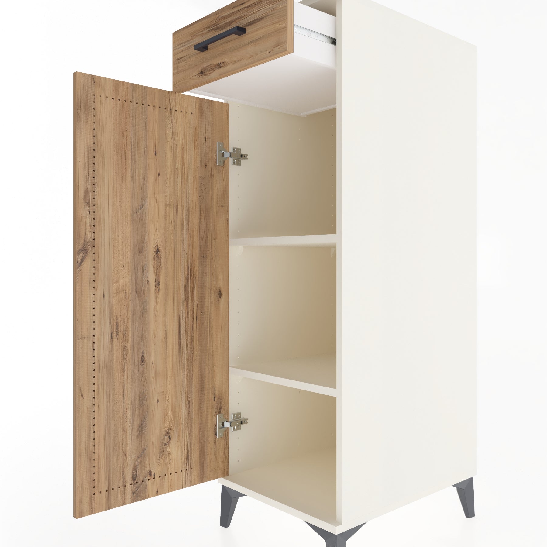 Woodntry Modular Cabinet Moonstone 44x59x122 cm with Doors and Drawers KC46-1