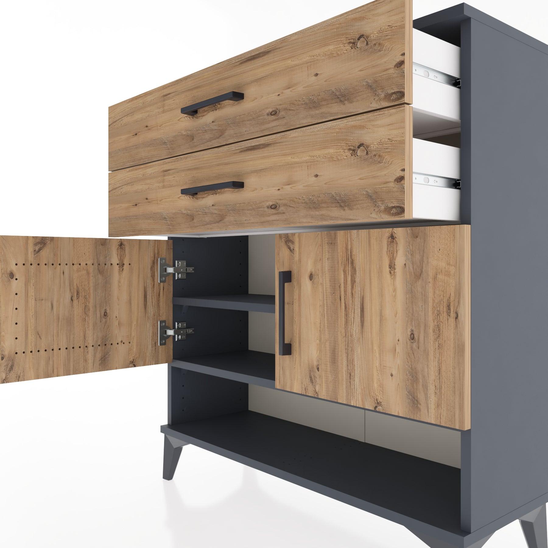 Woodntry Modular Dresser Anthracite 88x30x84 cm Functional F46-2