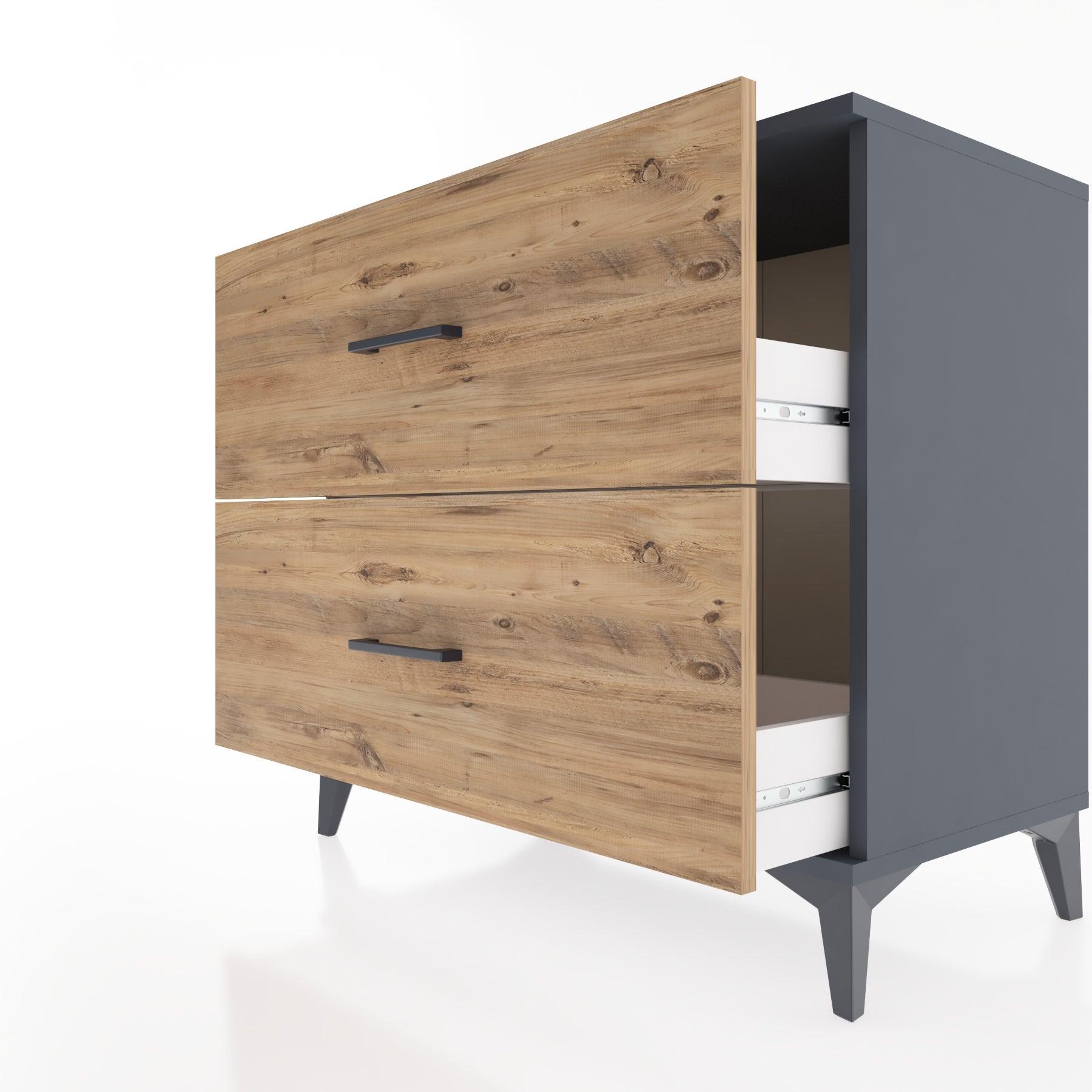 Woodntry Modüler Şifonyer Antrasit 88x44x68 cm Çekmeceli C46-2