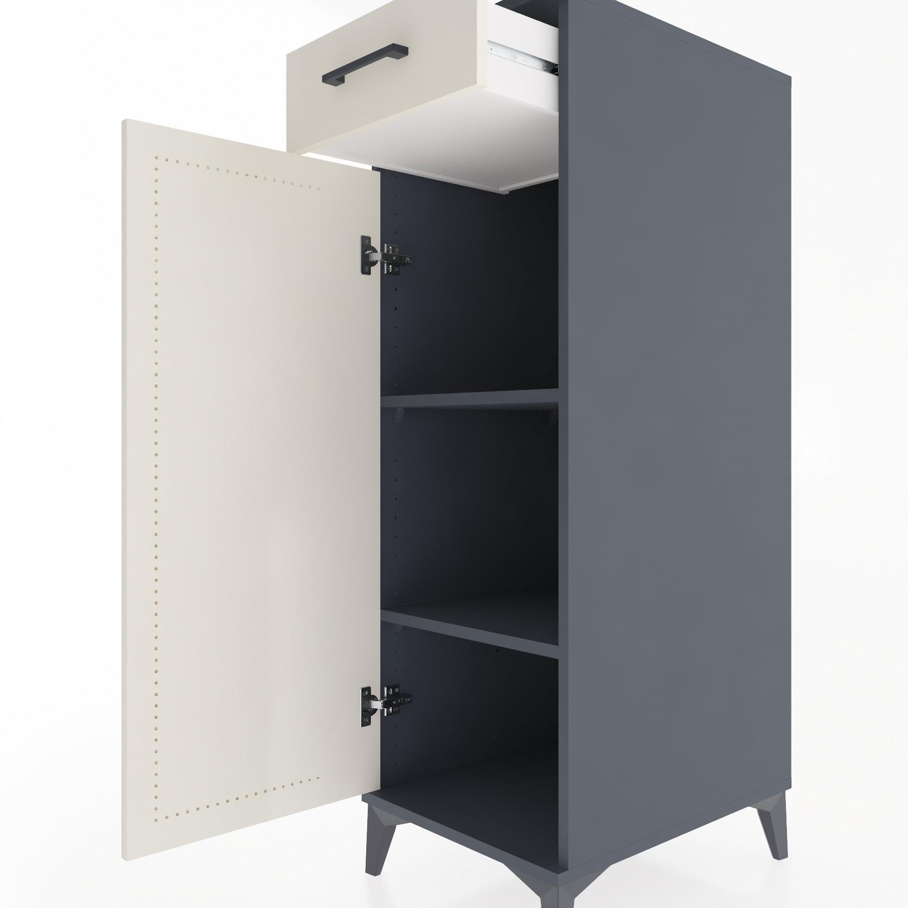 Woodntry Modular Cabinet Anthracite 44x30x122 cm with Doors and Drawers KC46-2