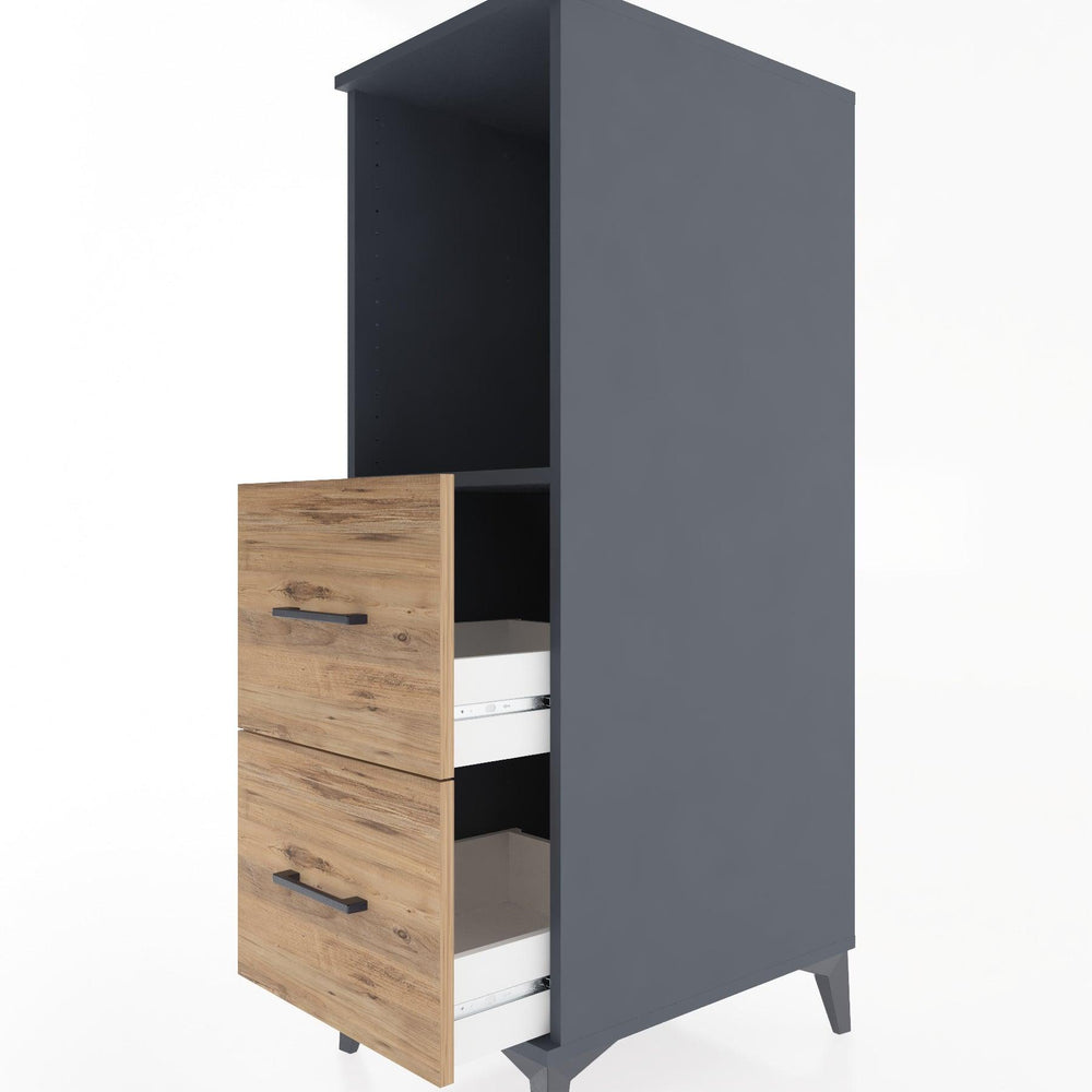 Woodntry Modular Cabinet Anthracite 44x30x122 cm with Drawers and Shelves CR97-2