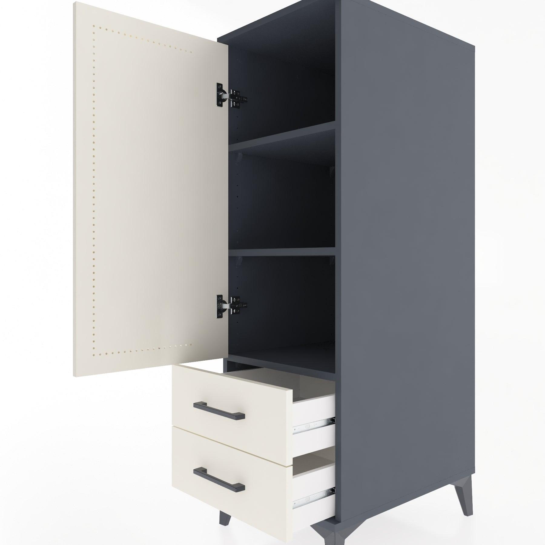 Woodntry Modular Cabinet Anthracite 44x30x122 cm with Doors and Drawers KC47-2