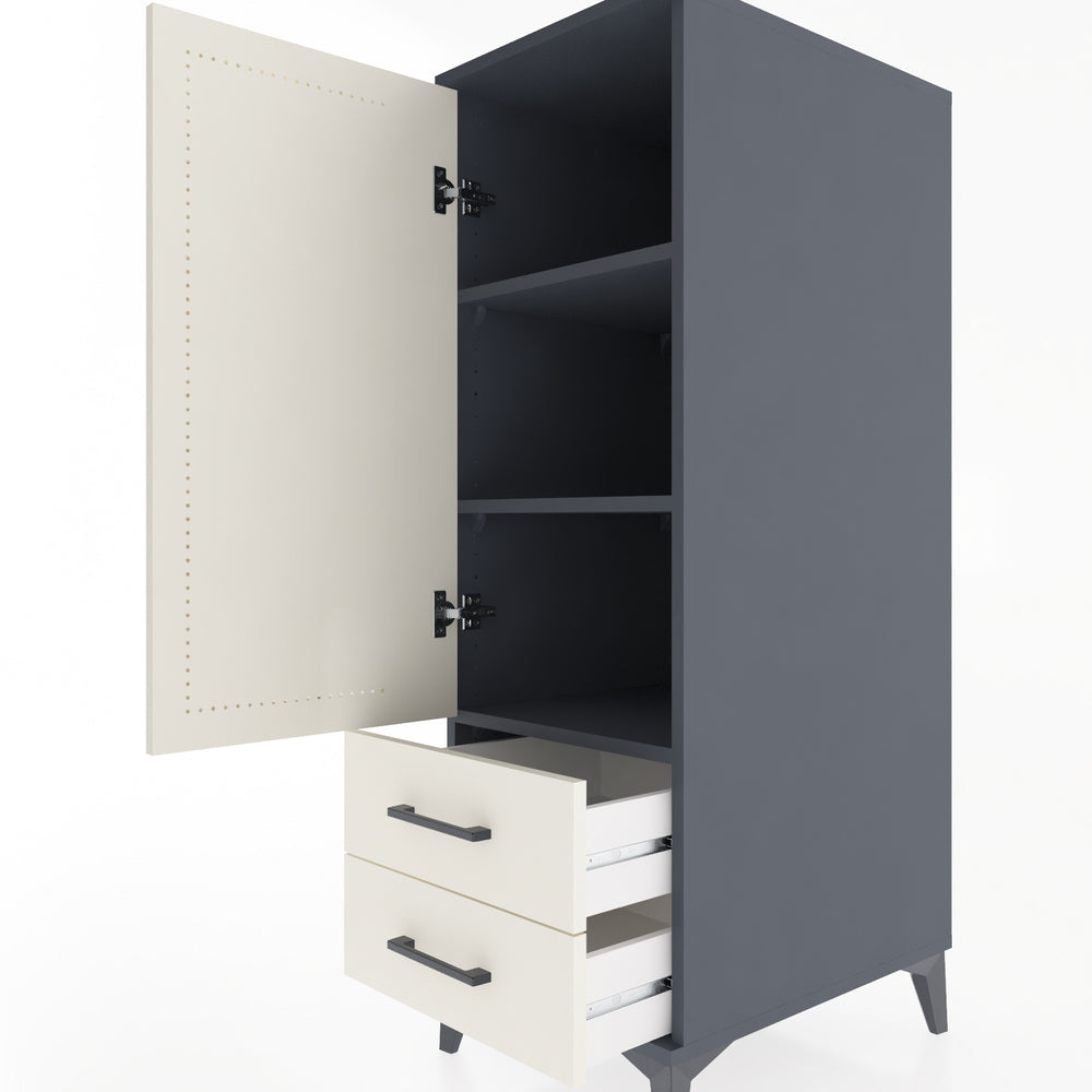 Woodntry Modular Cabinet Anthracite 44x59x122 cm with Doors and Drawers KC47-2