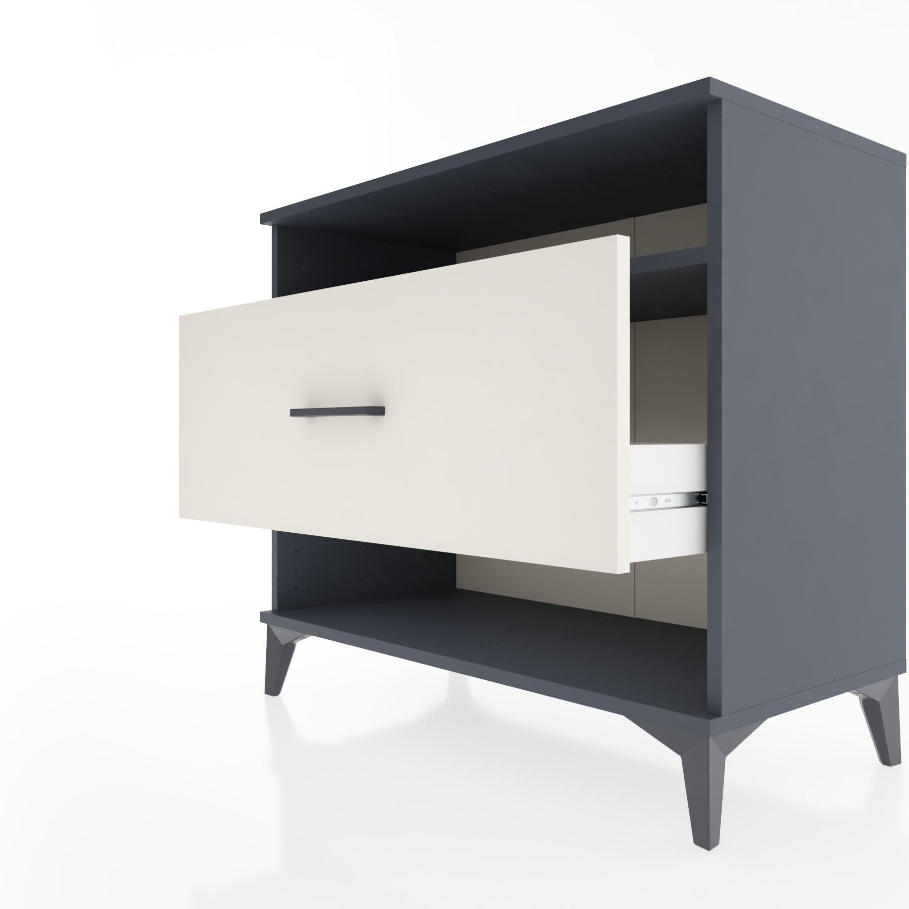 Woodntry Modüler Şifonyer Antrasit 88x44x68 cm Çekmeceli ve Raflı CR47-2