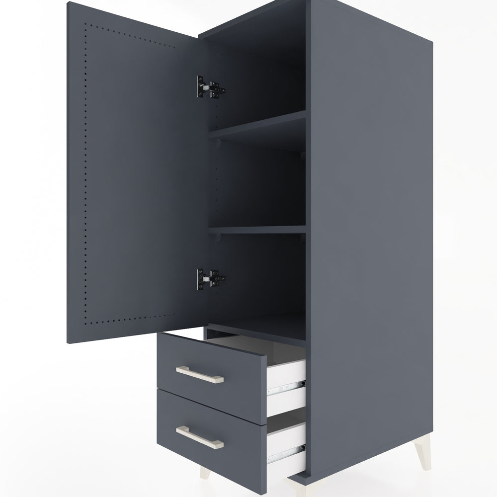 Woodntry Modular Cabinet Anthracite 44x59x122 cm with Doors and Drawers KC47-2