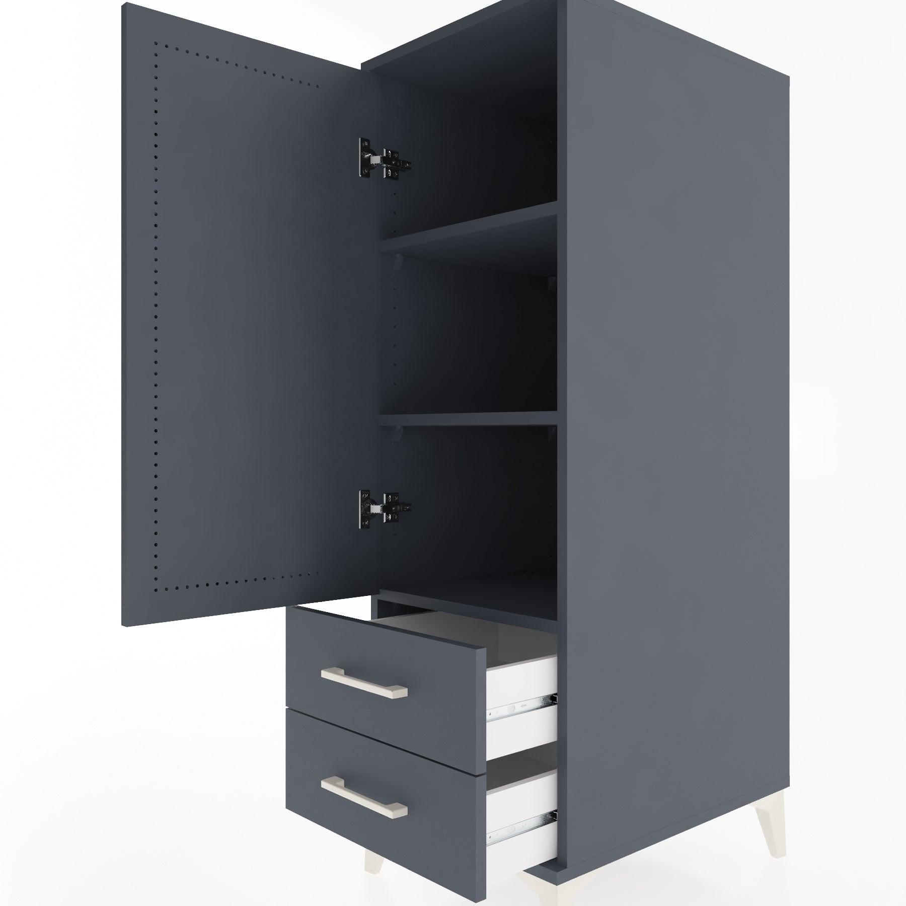 Woodntry Modular Cabinet Anthracite 44x30x122 cm with Doors and Drawers KC47-2