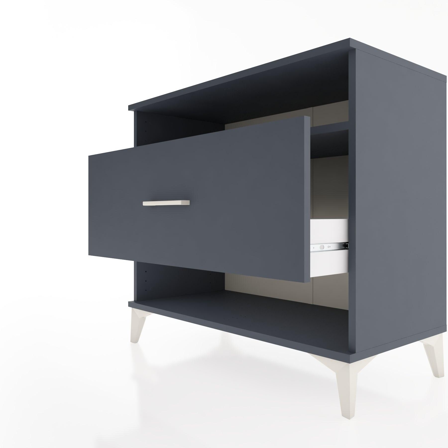 Woodntry Modüler Şifonyer Antrasit 88x44x68 cm Çekmeceli ve Raflı CR47-2