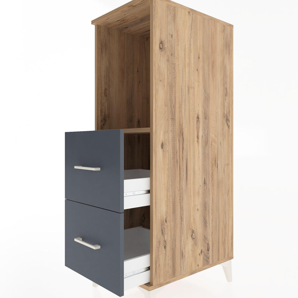 Woodntry Modüler Dolap Çam 44x30x122 cm Çekmeceli ve Raflı CR97-3