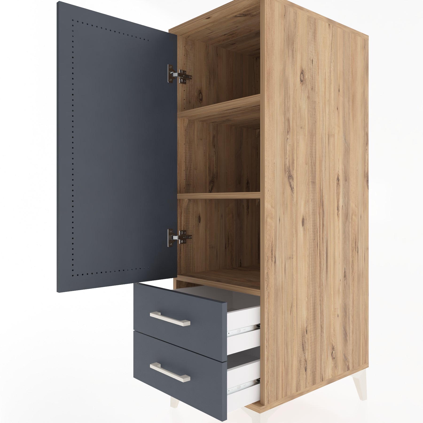 Woodntry Modular Cabinet Pine 44x59x122 cm with Doors and Drawers KC47-3