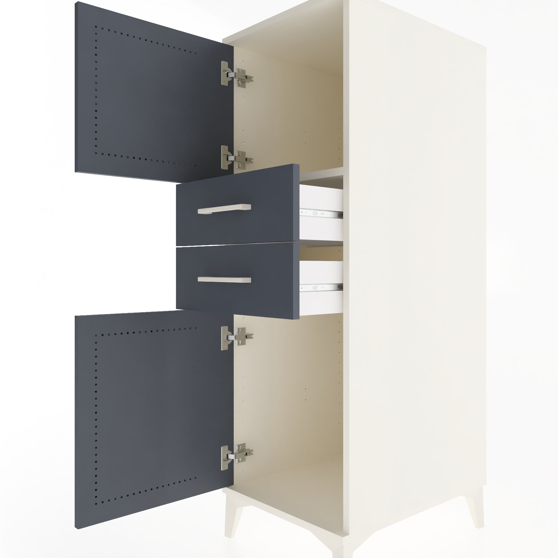 Woodntry Modular Cabinet Moonstone 44x59x122 cm with Doors and Drawers KC48-1