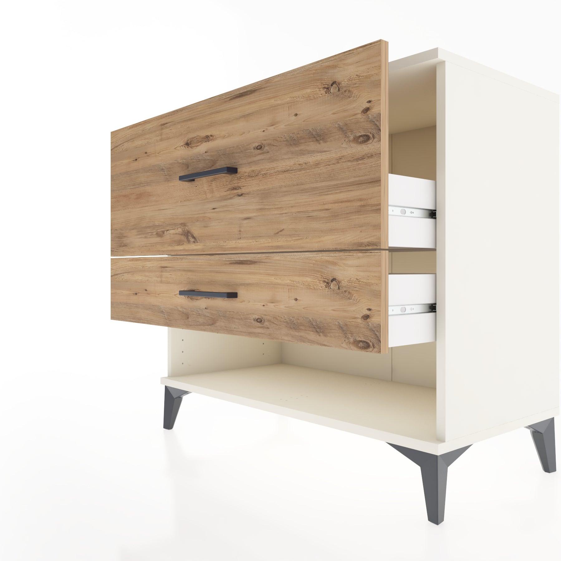 Woodntry Modüler Şifonyer Aytaşı 88x44x68 cm Çekmeceli ve Raflı CR48-1