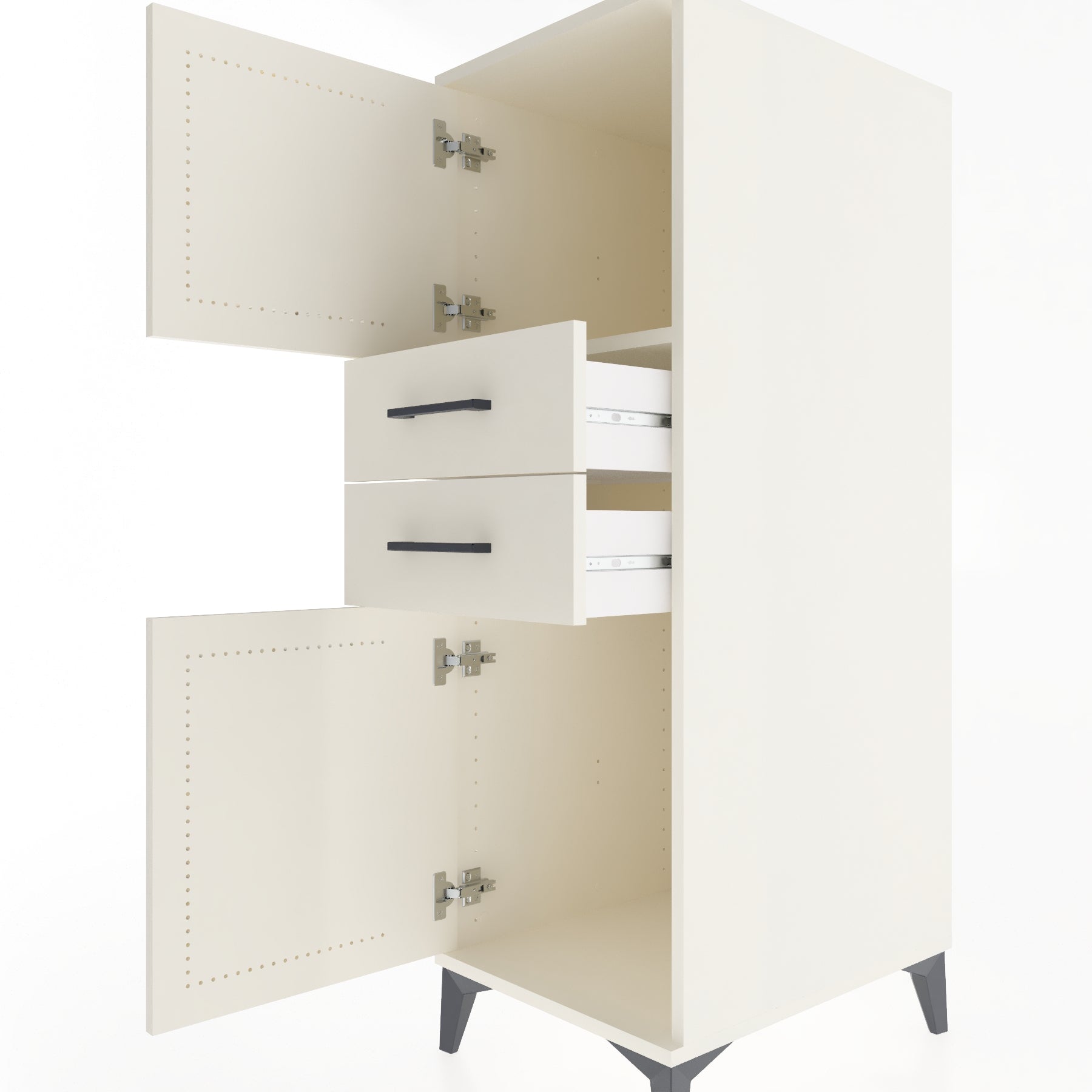 Woodntry Modular Cabinet Moonstone 44x59x122 cm with Doors and Drawers KC48-1