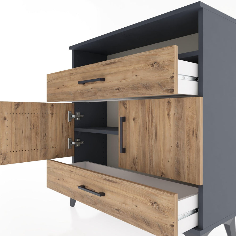 Woodntry Modüler Şifonyer Antrasit 88x30x84 cm Fonksiyonel F48-2